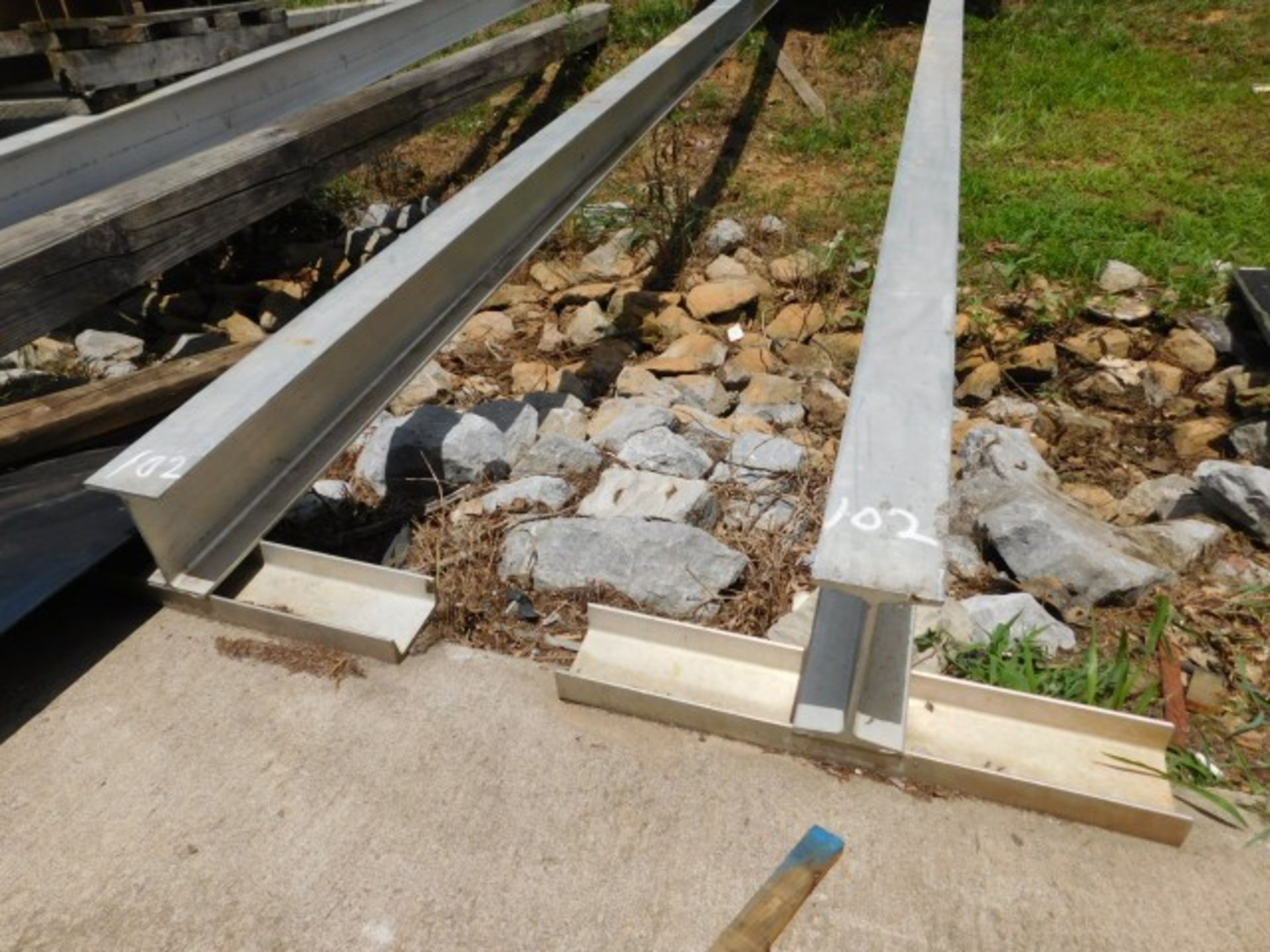 (3) Aluminum I-Beams, (2) 8" X 4", X 20', (1) 6" X 4" X 20'