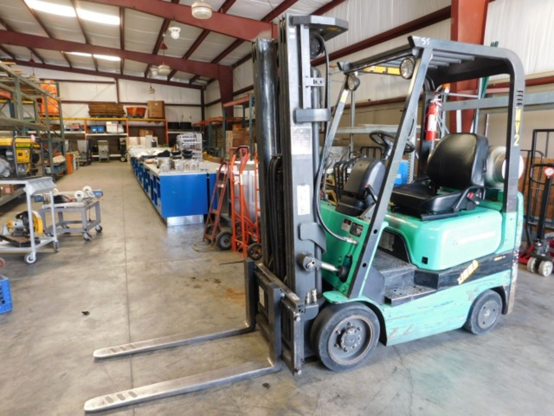 Mitsubishi Forklift Mdl FCC15K, 3,000LB, Solid Tire, 188" Lift, LP Gas, Side Shift, 13,227Hrs, S/N