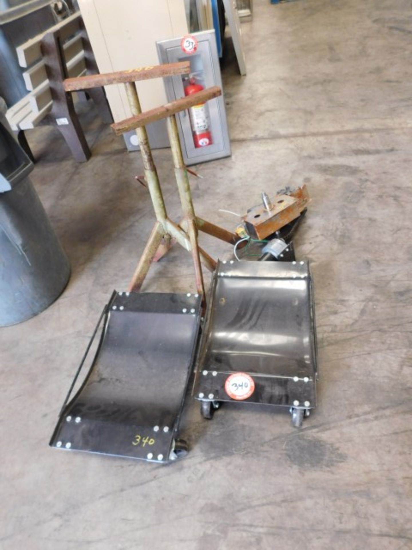 (2) Material Stands, (2) Car Dollies