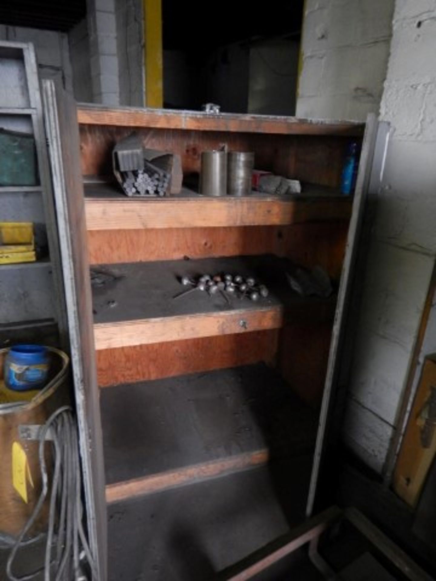 Wooden Storage Cabinet & Contents, Drain Snake, Misc. Parts - Image 2 of 2