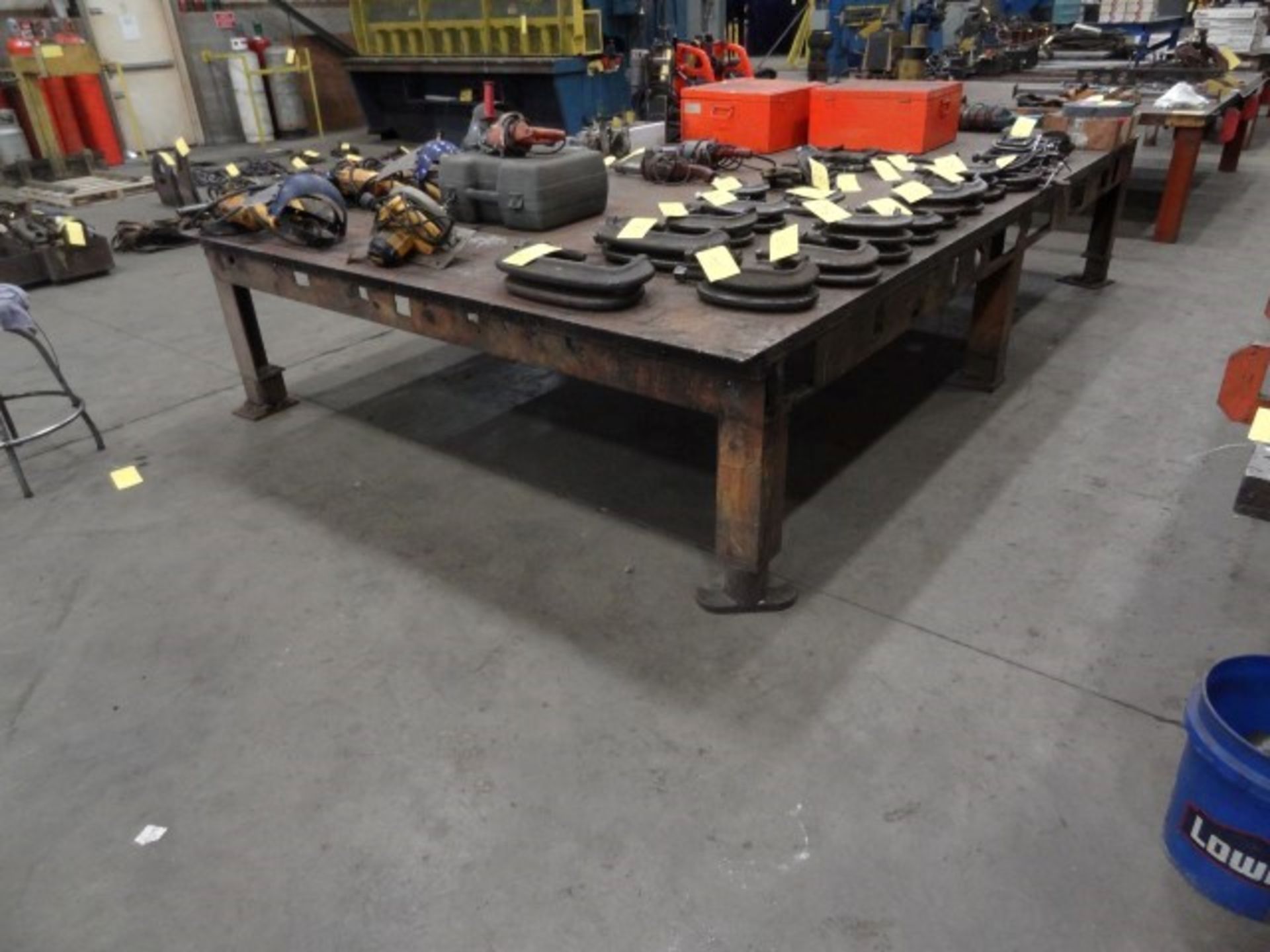 Steel welding table 8'wide x 12'7'' long x 29'' high - top thickness 1.5''