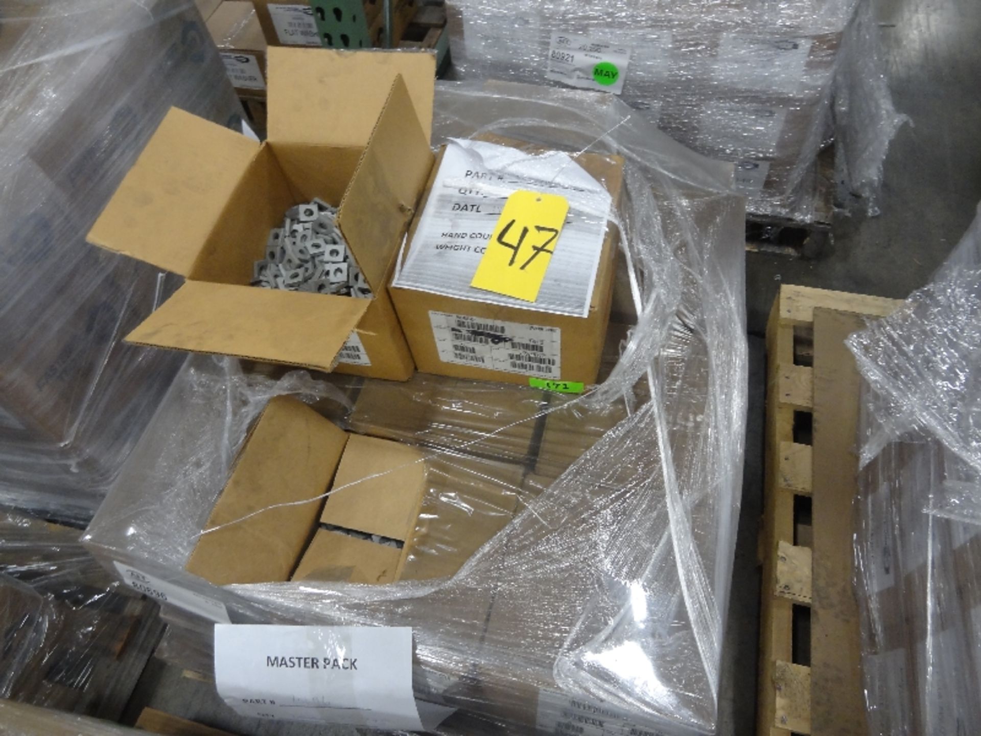 Pallet of New Boxes of Square Nuts