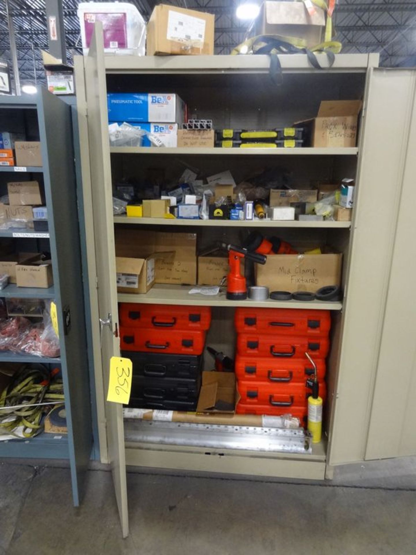 Metal Storage Cabinet and Contents