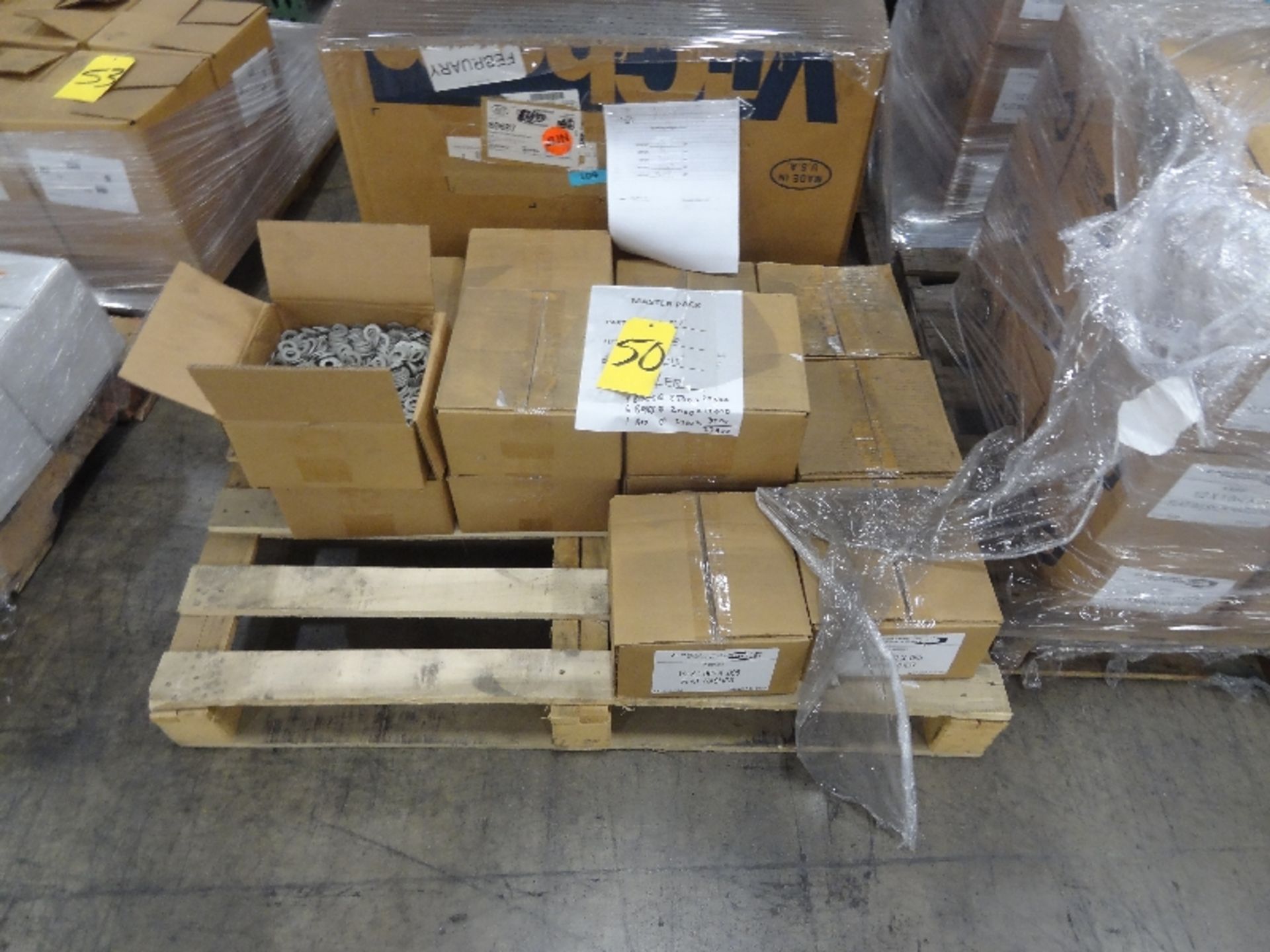 Pallet of New Boxes of 1/2'' x 1.062 x .095 Flat Washers (Hardened) (Fastener Technology)