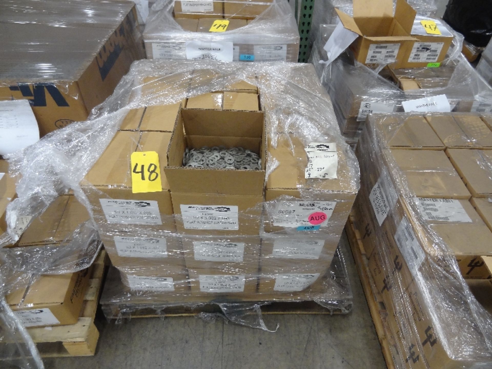 Pallet of New Boxes of 1/2'' x 1.062 x .095 Flat Washers (Hardened) (Fastener Technology)