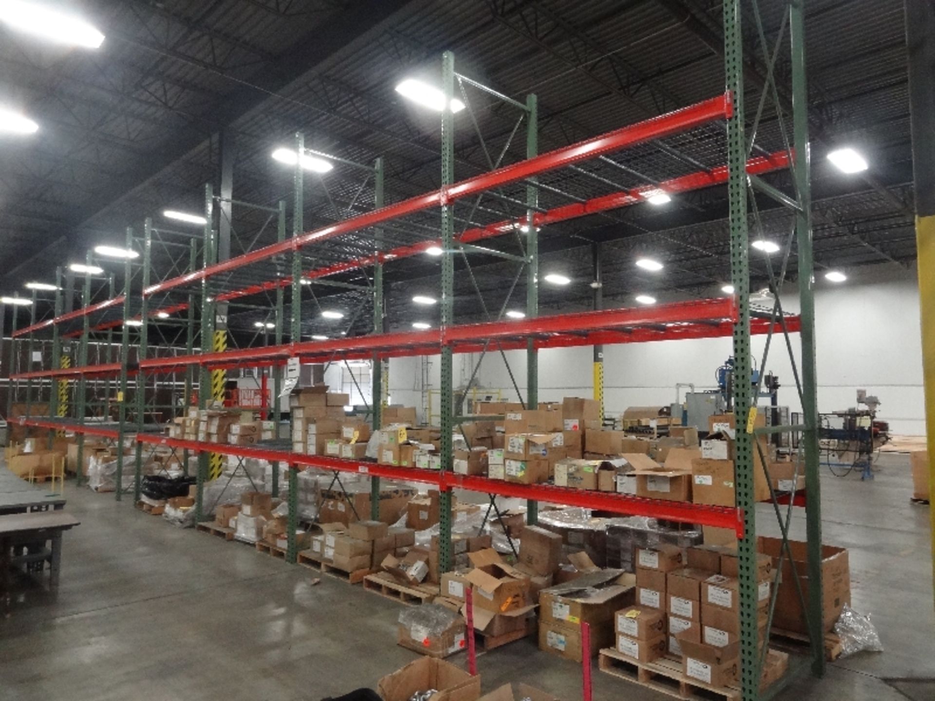 (4) Sections of Pallet Racking Tear-Drop Style, 12' Height x 8' Beams, 48'' Deep, Includes Wire