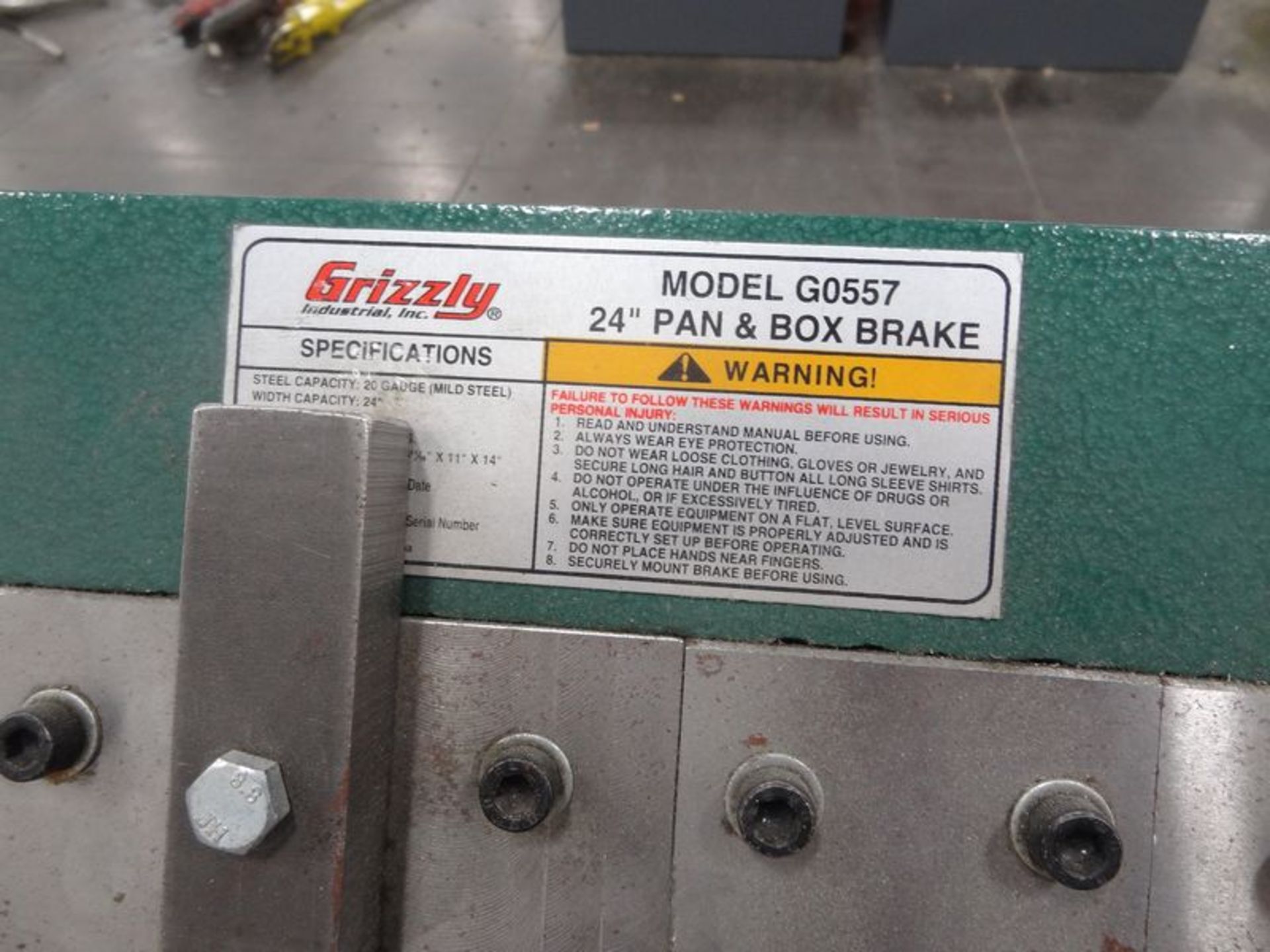 Grizzly 24'' Pan & Box Brake, Model G0557 - Bild 3 aus 3
