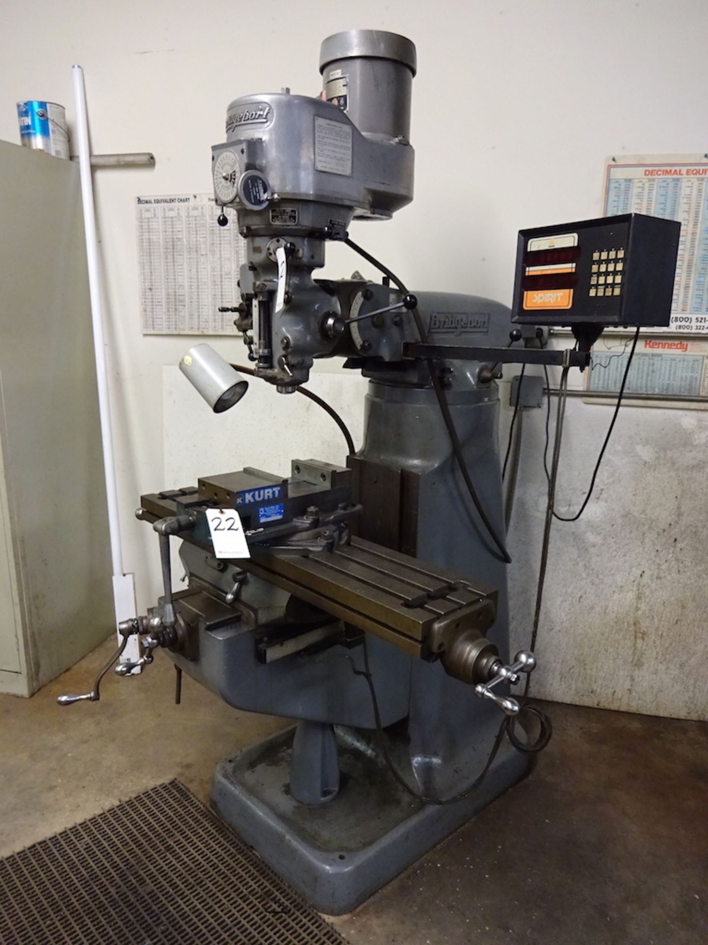 BRIDGEPORT 1-1/2 HP VARIABLE SPEED KNEE TYPE MILLING MACHINE: S/N 12/BR177842; W/9" X 42" Table; - Image 2 of 4