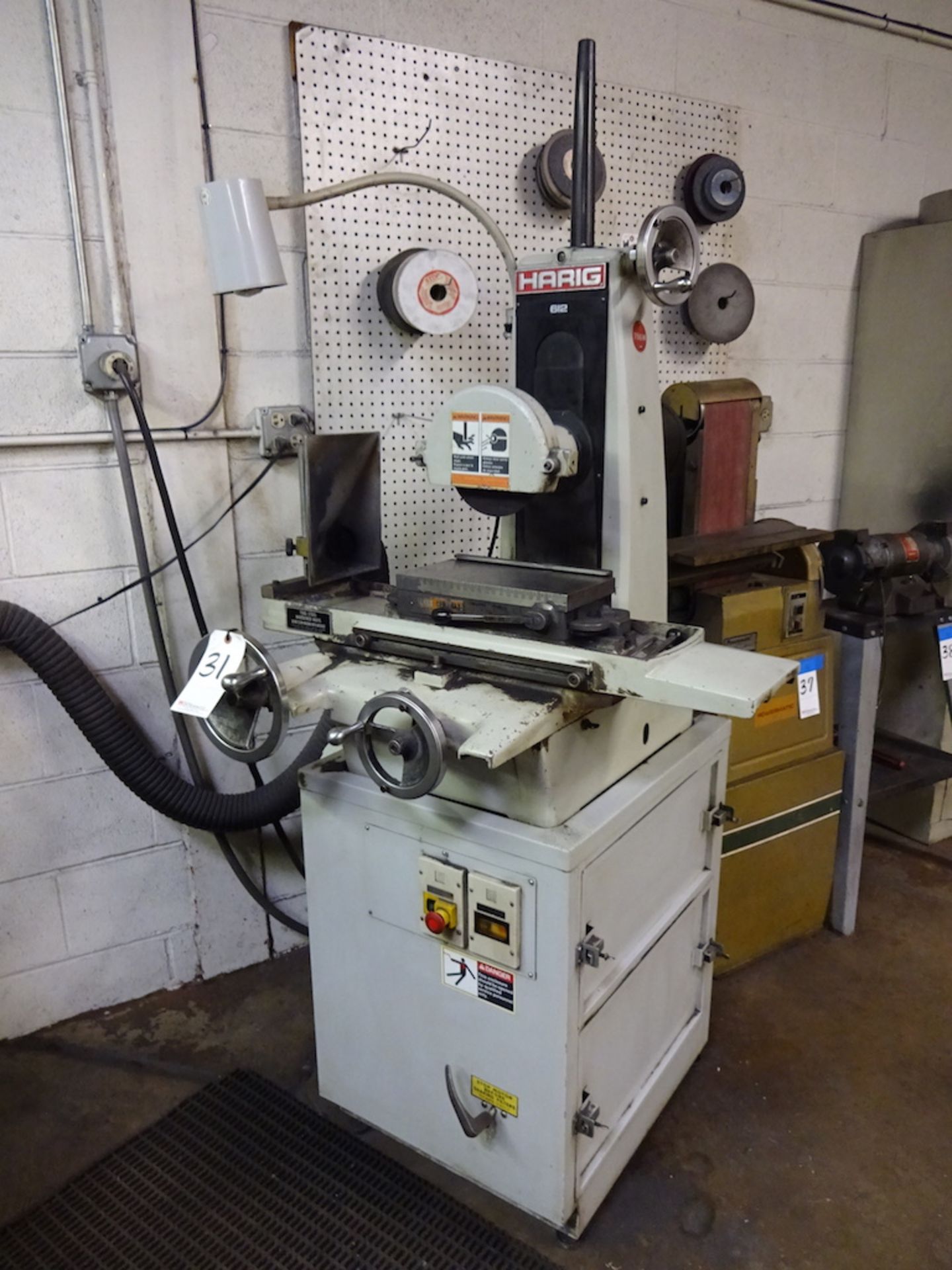 HARIG 6" X 12" MODEL 612 HAND FEED SURFACE GRINDER: S/N 16800; W/Dust Collector Base; 1 HP Motor