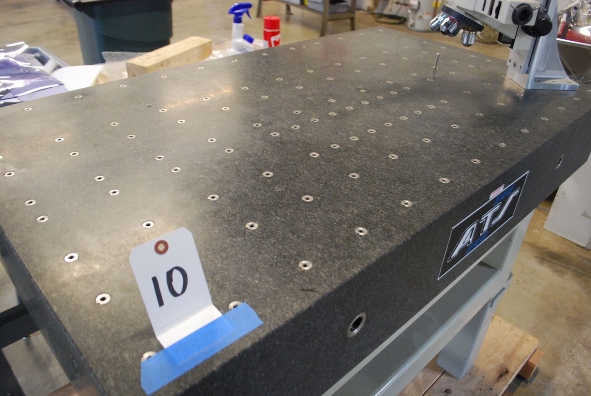 ATS 52" X 31" X 8" BLACK GRANITE INSPECTION PLATE; W/Nikon Microscope, S/N 882089; Drilled; Stand - Image 4 of 4