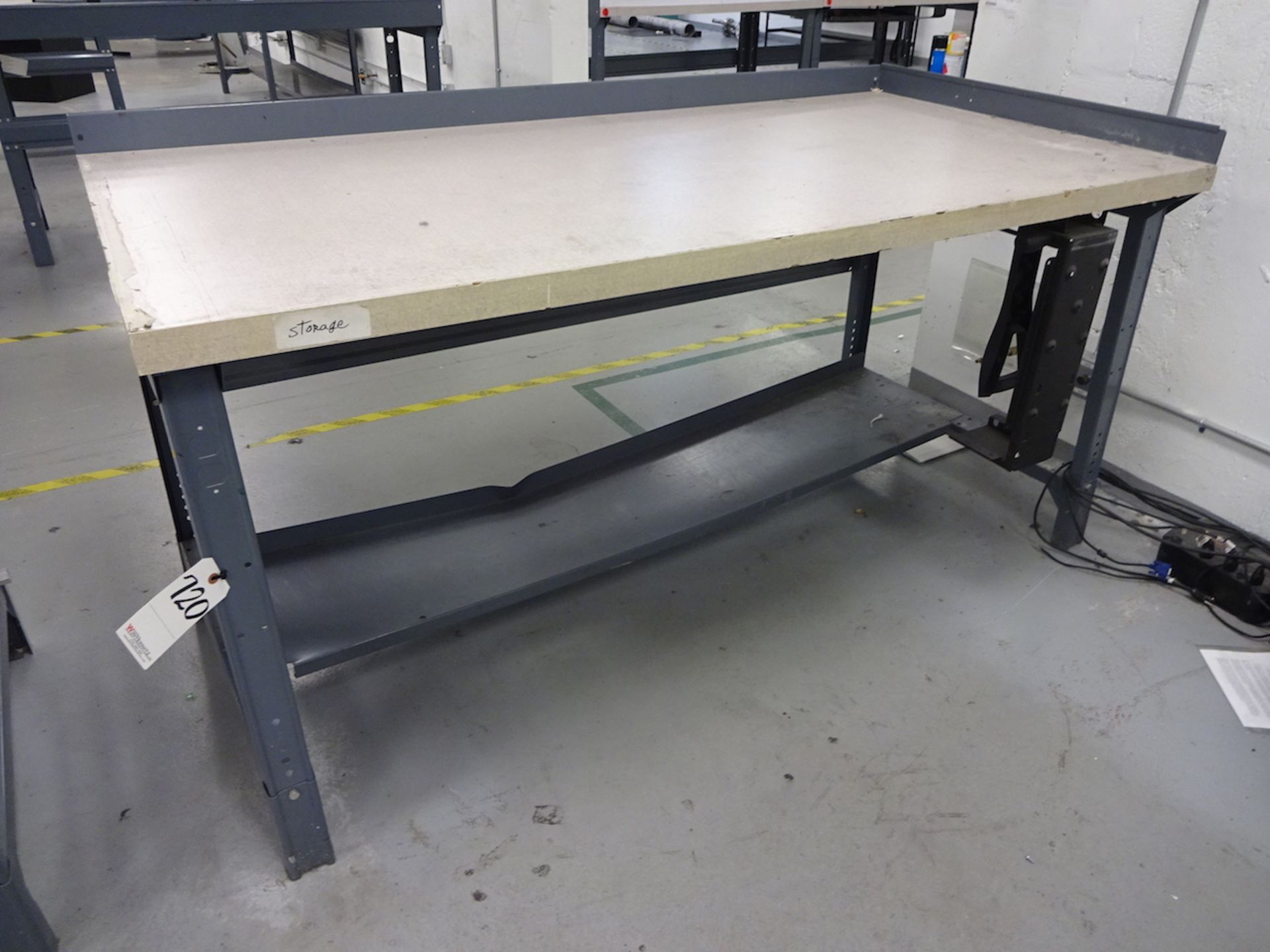 36" X 72" (APPROX.) STEEL WORK BENCH; Wood Top