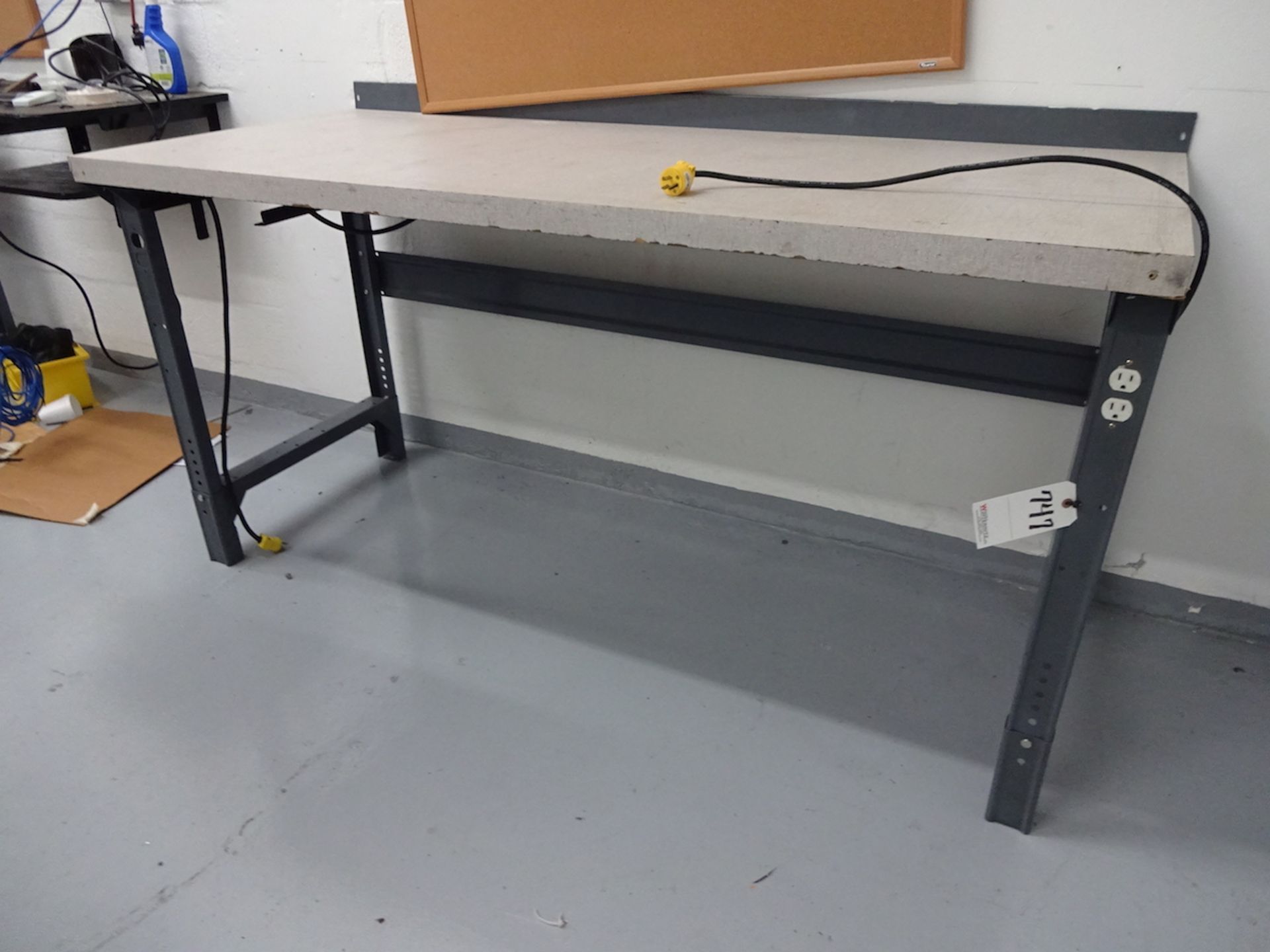 30" X 72" (APPROX.) WORK BENCH; Wood Top & Electrical Outlets