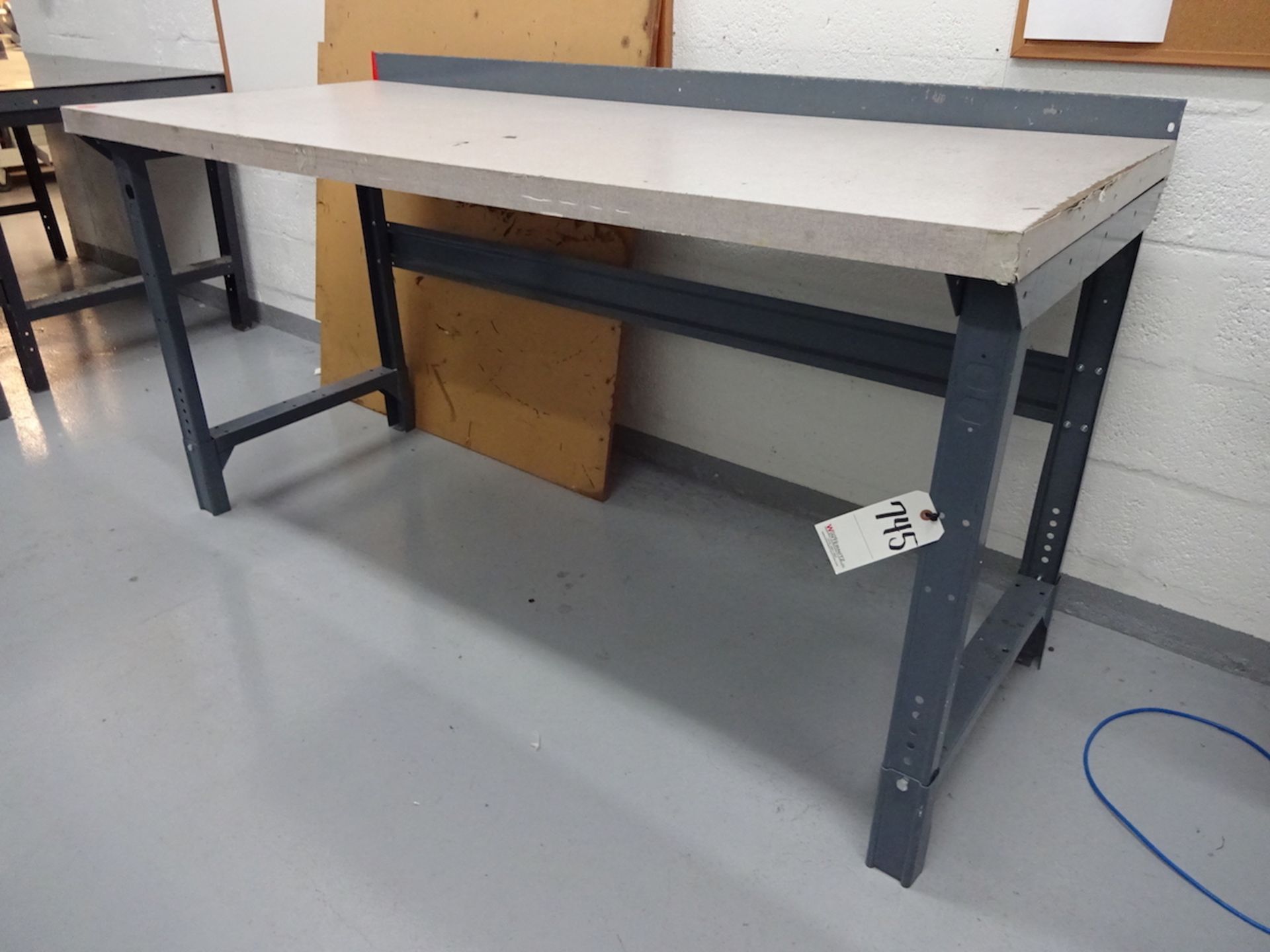 30" X 72" (APPROX.) STEEL WORK BENCH; Wood Top