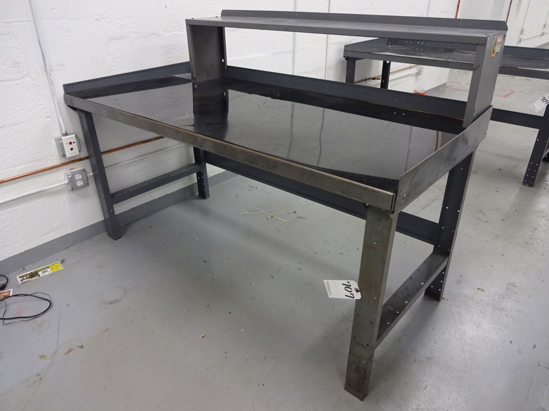 34" X 72" (APPROX.) STEEL WORK BENCH; Plastic Top Cover