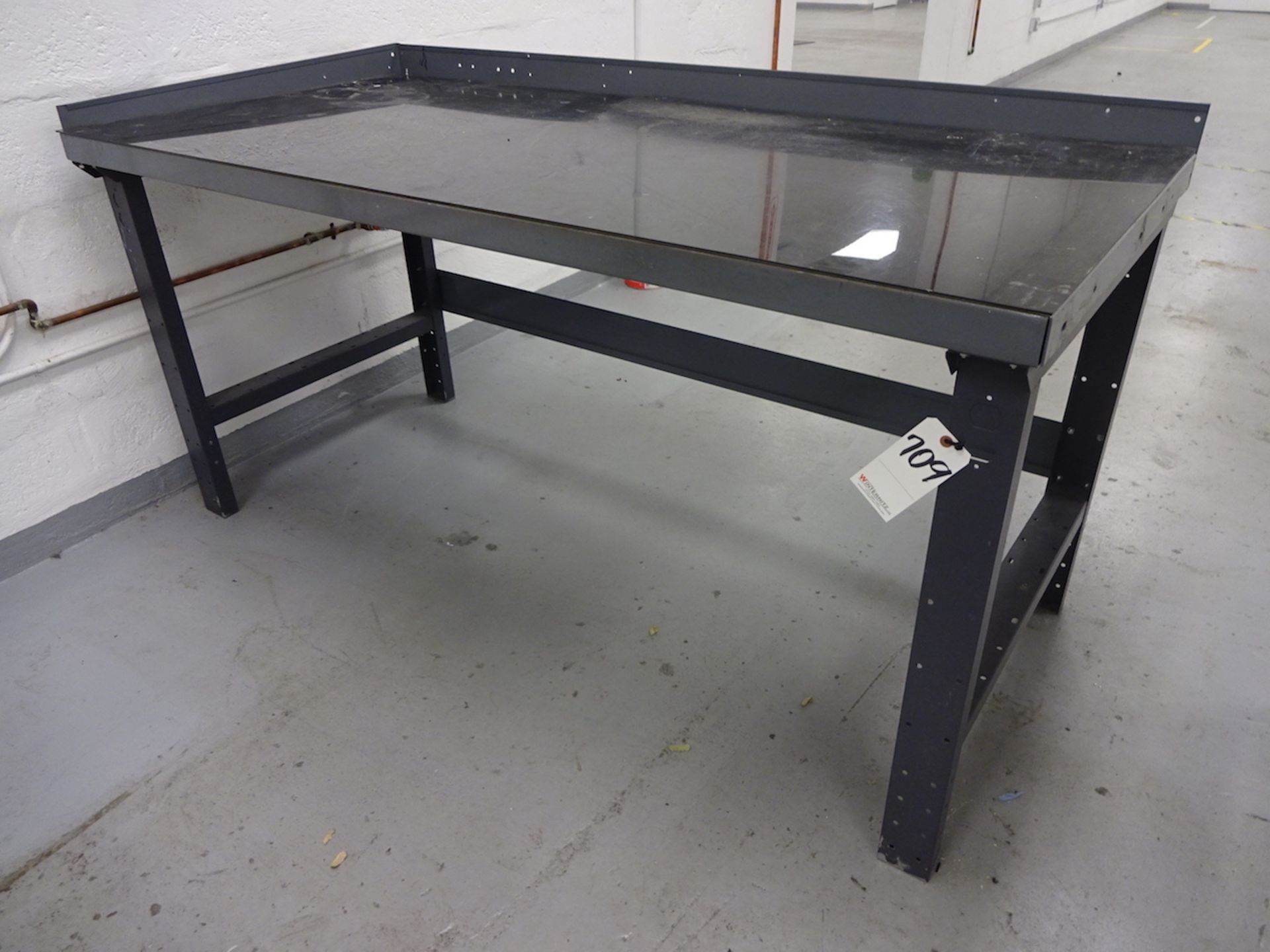 34" X 72" (APPROX.) STEEL WORK BENCH; Plastic Top Cover