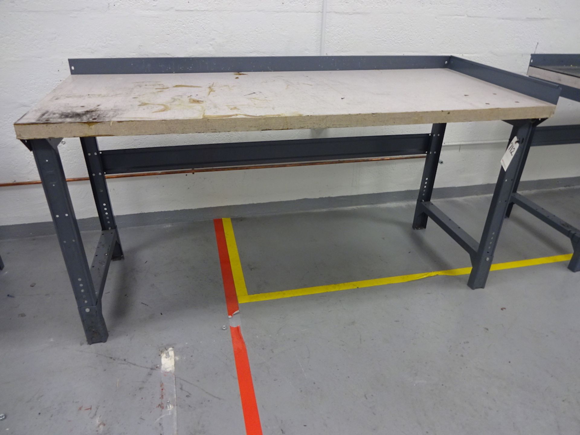 30" X 72" (APPROX.) STEEL WORK BENCH; Wood Top