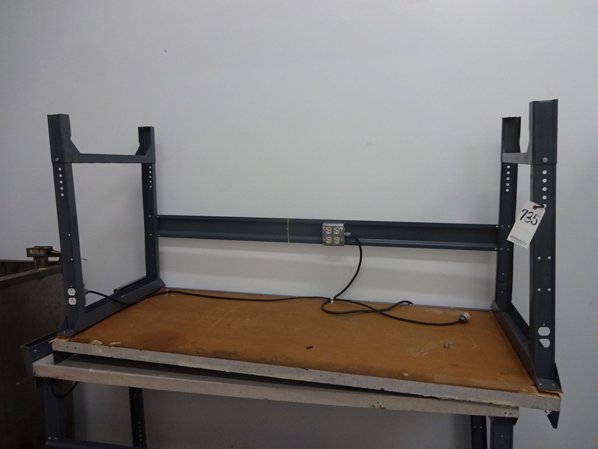 30" X 72" (APPROX.) STEEL WORK BENCH; Wood Top & Electrical Outlets