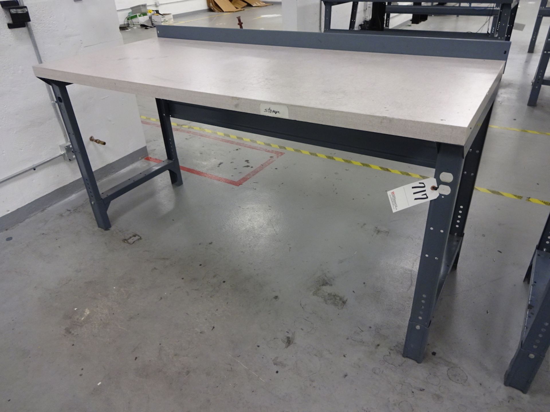 30: X 72" (APPROX.) STEEL WORK BENCH; Wood Top