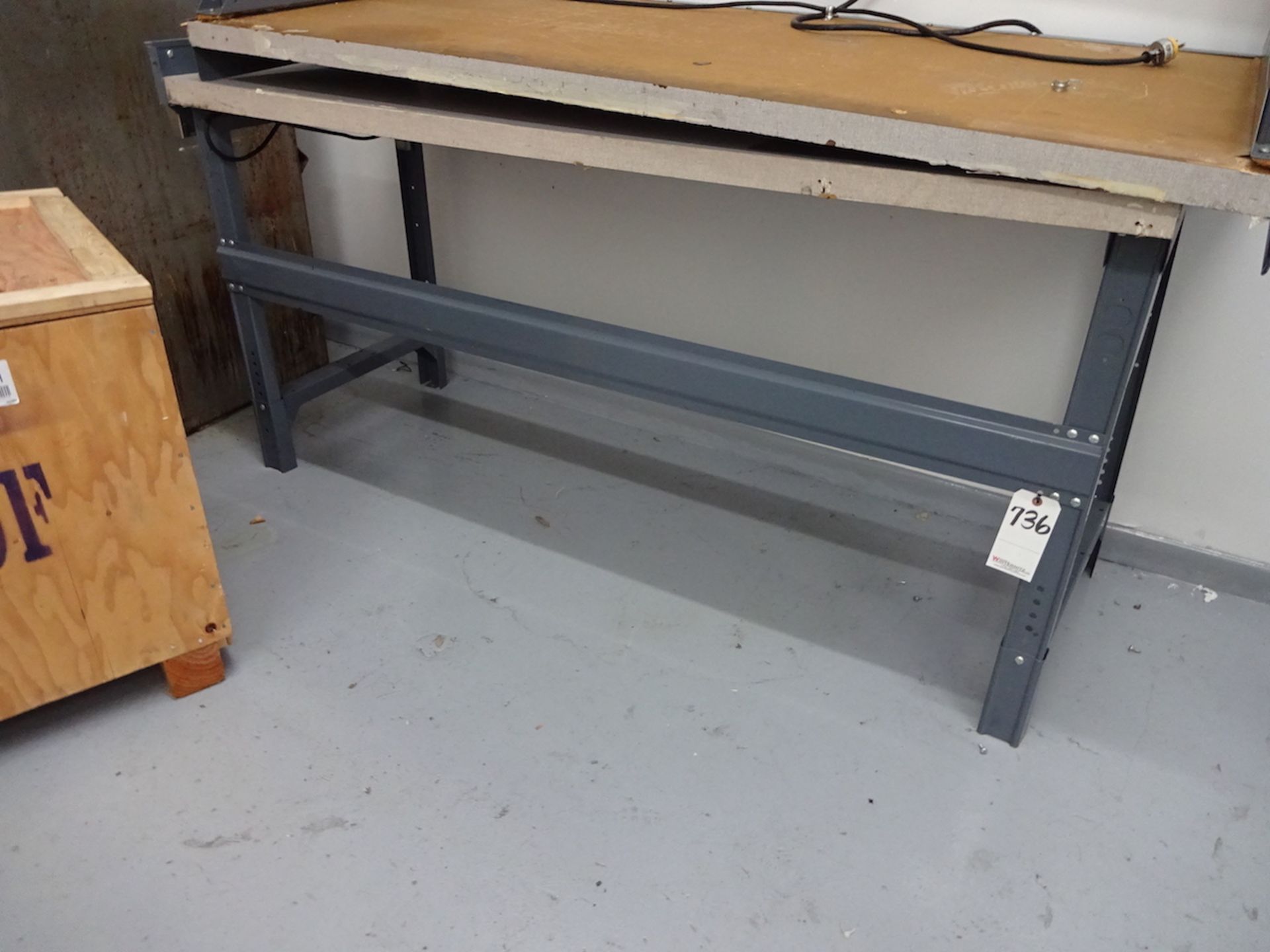 30" X 72" (APPROX.) STEEL WORK BENCH; Wood Top & Electrical Outlets