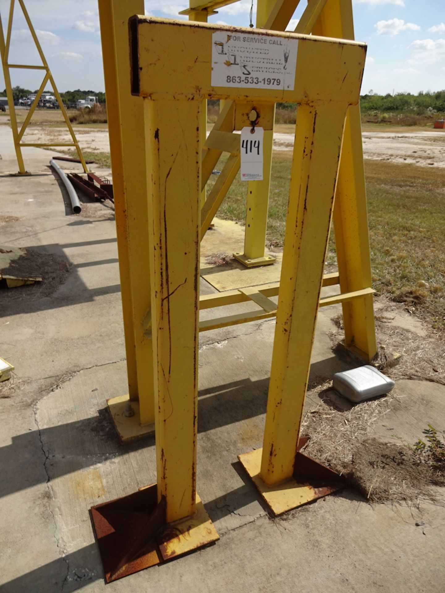 LOT: (2) A-FRAME STEEL CUSTOM LIFTING DEVICES & (1) STEEL STAND