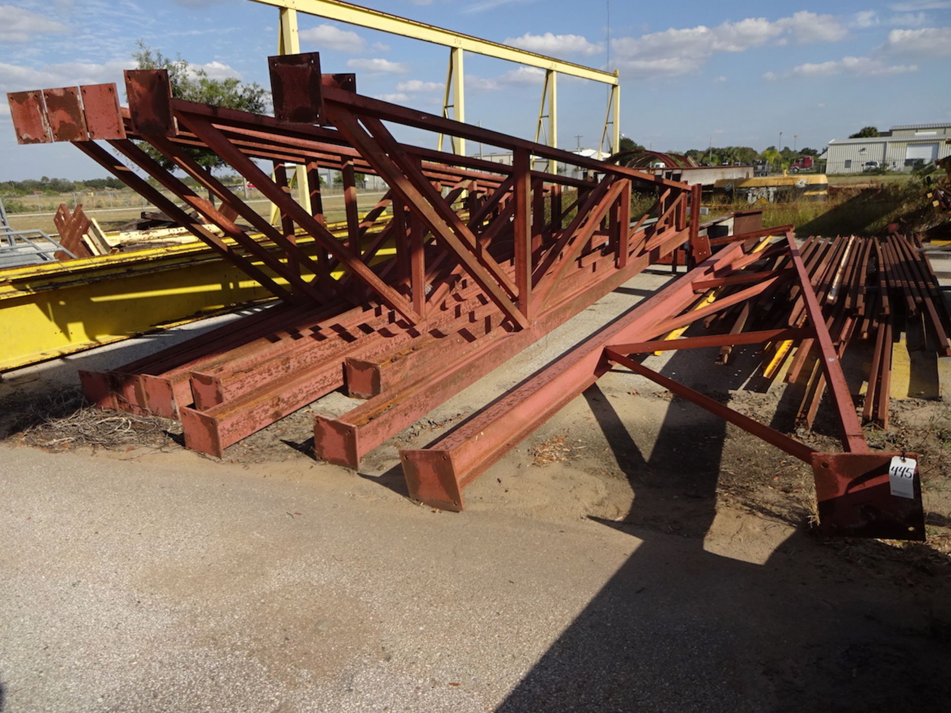 LOT: (8) SECTIONS CRANE I BEAM STANDS; ENOUGH FOR 75' RUN