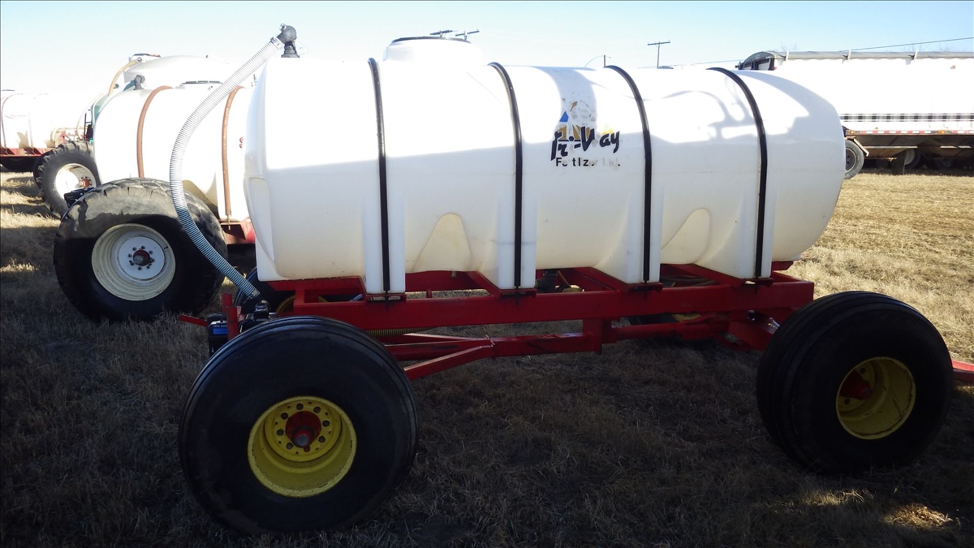 Liquid fertilizer cart with approx 1000 imp Gal tank 6.5 HP gas water pump, electric control valves, - Image 7 of 7