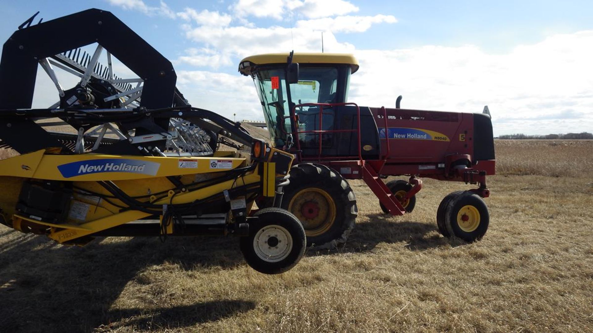 2012 New Holland H8040 Self Propelled swather with 36' Header. Swather Vin# YCG668124 Header Vin#