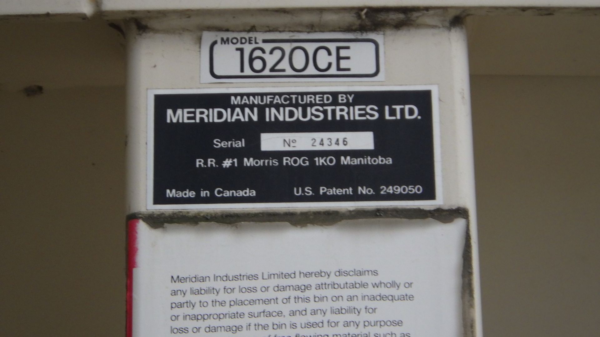 Meridian (Friesen) Grain Bin model 1620CE app 4000 bushel bin smoothskin epoxy lined serial #24346 - Image 3 of 4