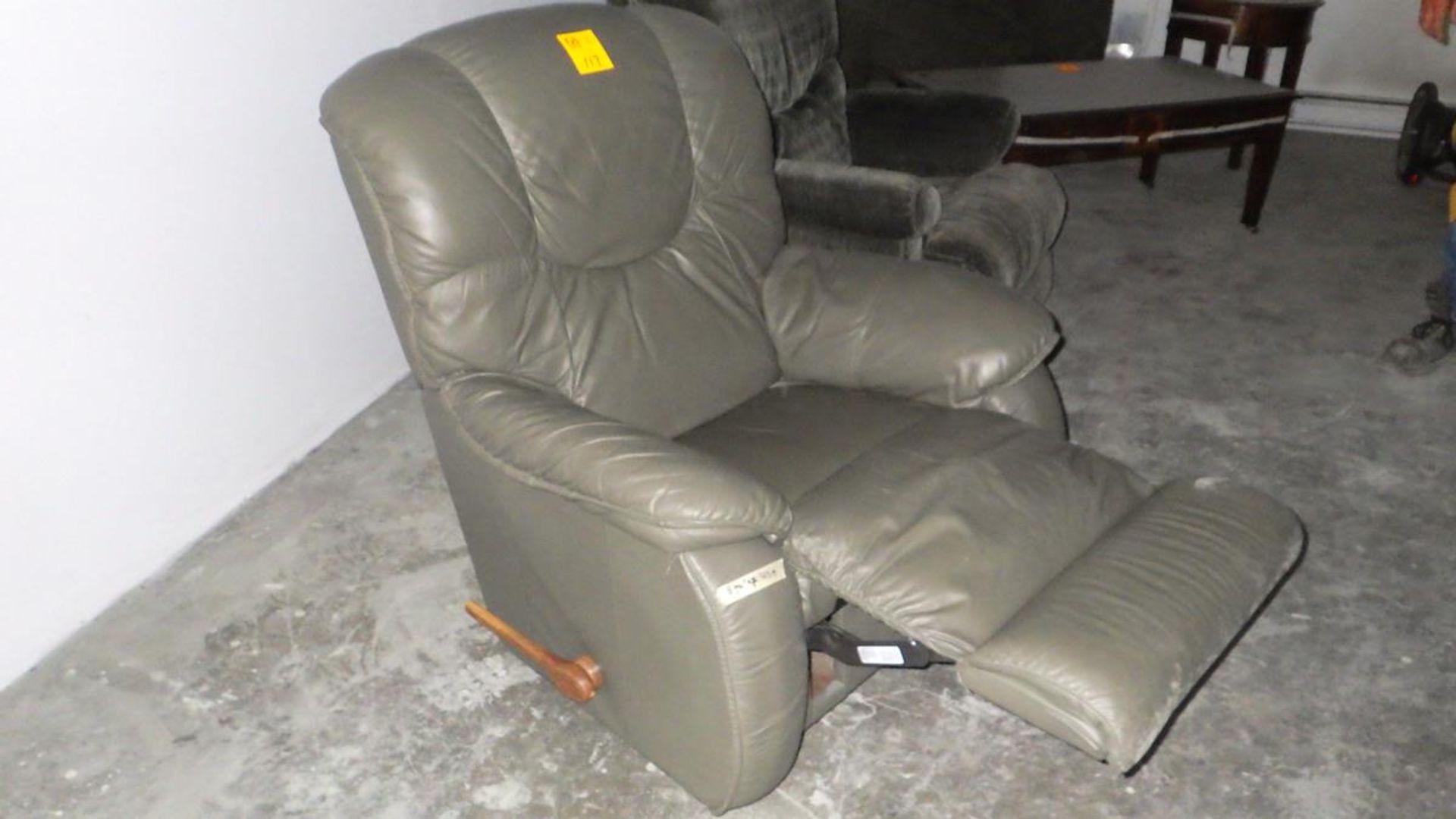LAZYBOY GREY LEATHER ROCKER RECLINER IN GOOD CONDITION - Image 2 of 2