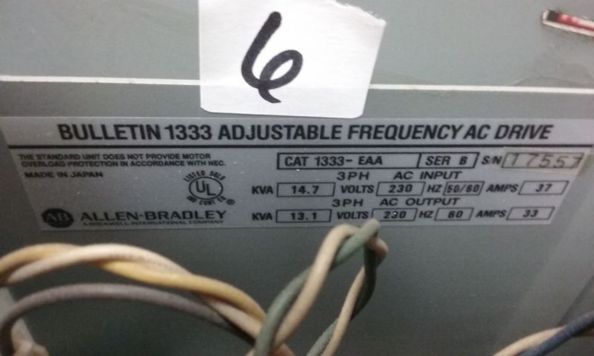 ALLEN BRADLEY ADJUSTABLE FREQUENCY AC DRIVE, 3 PHASE #1333 (QTY 3) - Image 6 of 6