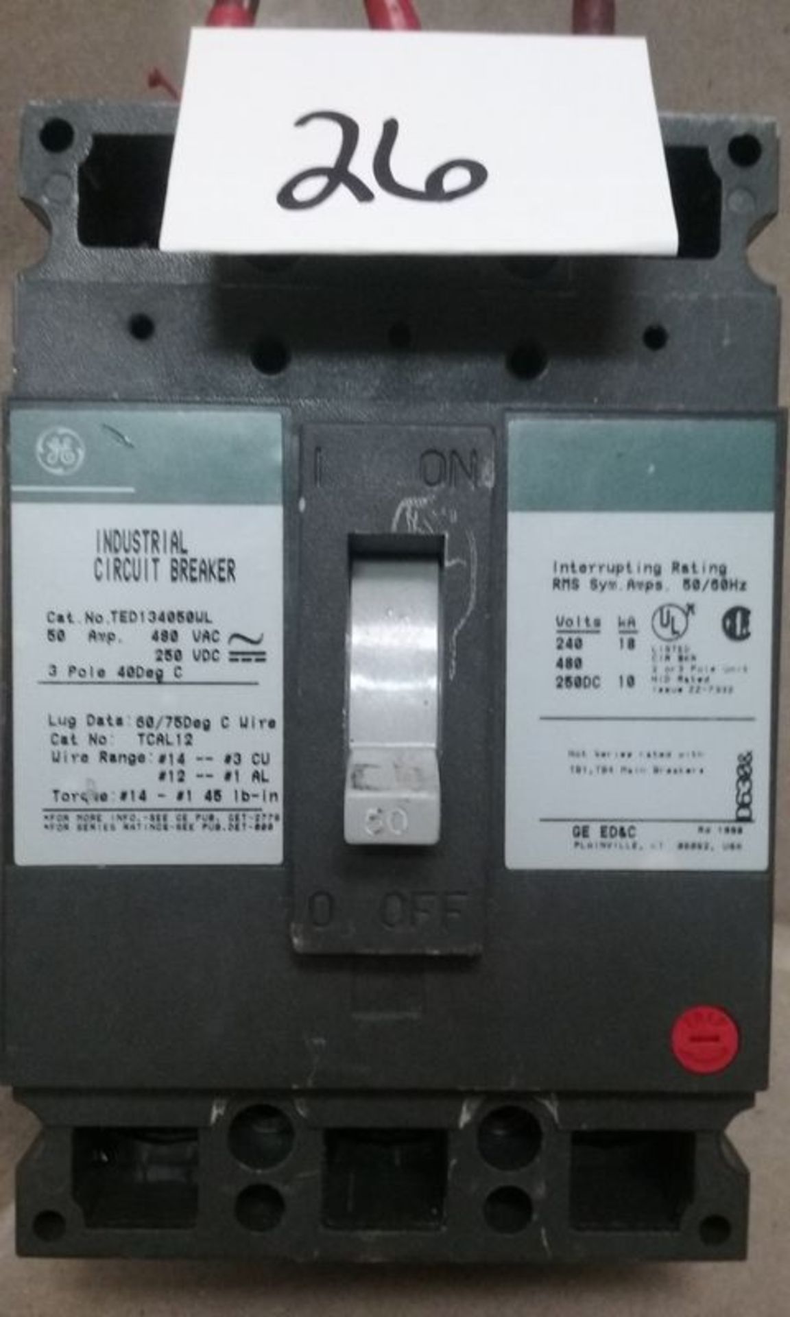 GENERAL ELECTRIC 50 AMP BREAKER - Image 2 of 3