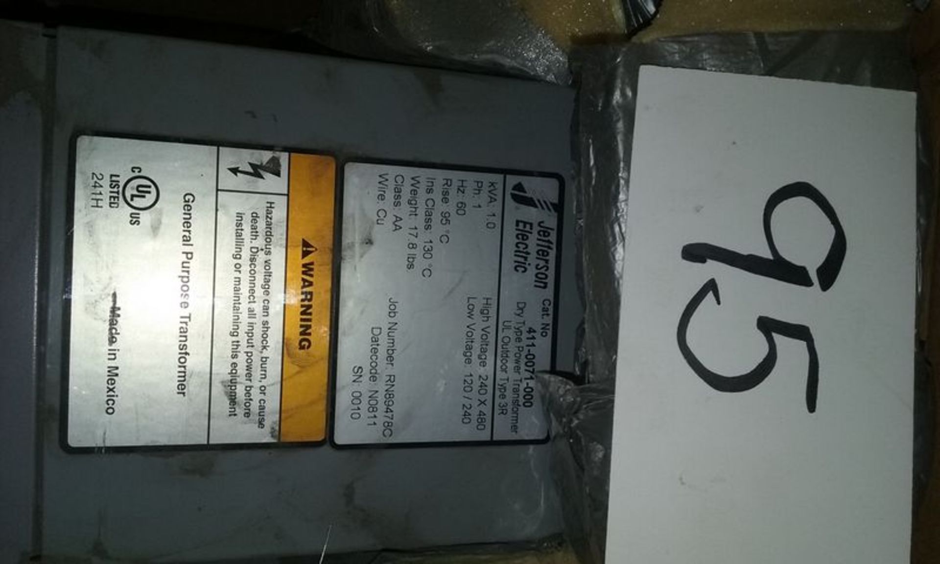 JEFFERSON ELECTRIC OUTDOOR TRANSFORMER 411-0071-000 - Image 3 of 4