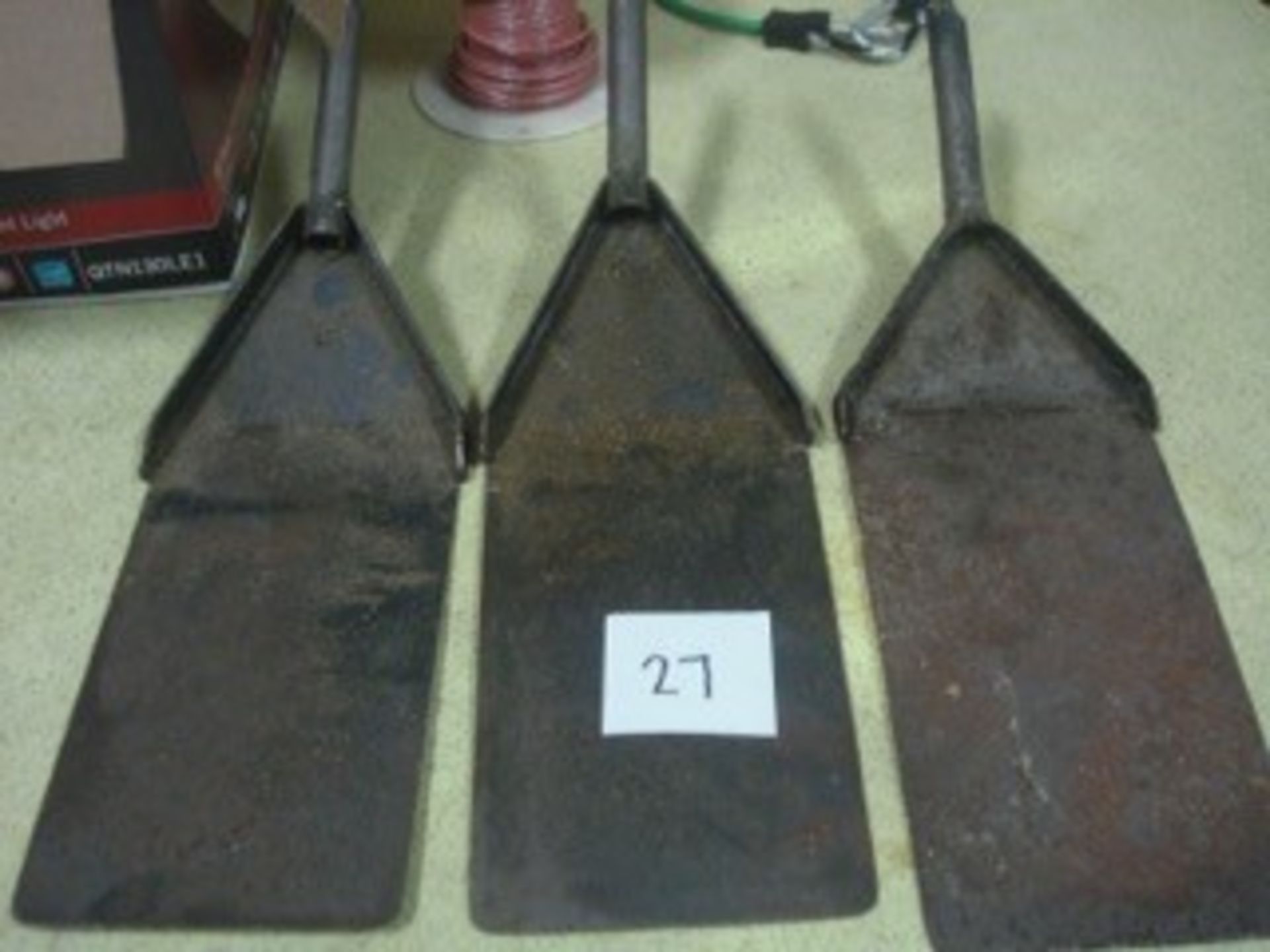 Lot of (3) shovels for cleaning out machine bases of chips