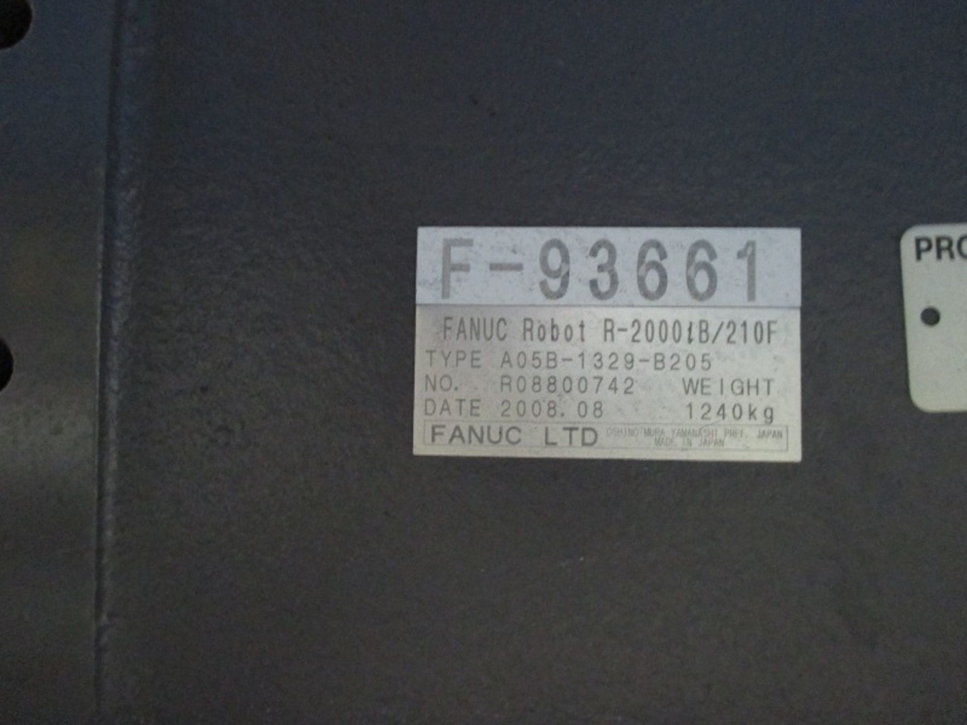 FANUC ROBOT R-2000iB/210F R-30iA CONTROL WITH CABLES AND TEACH PENDANT, SN 93661, YEAR 2008 - Image 6 of 6