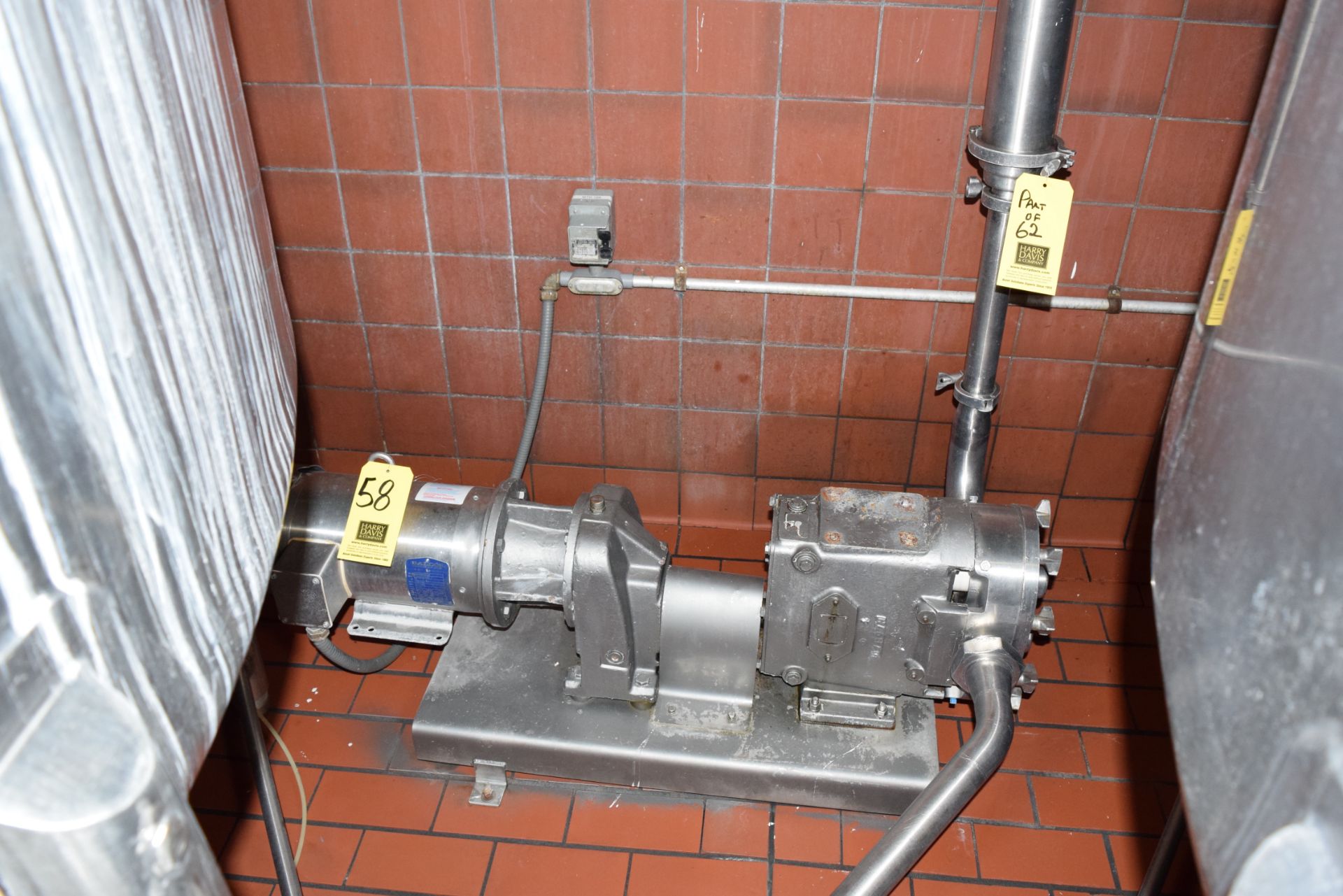 Waukesha Positive Displacement Pump Model 60, with 5 HP S/S Clad Motor Mounted on S/S Base, 2" x