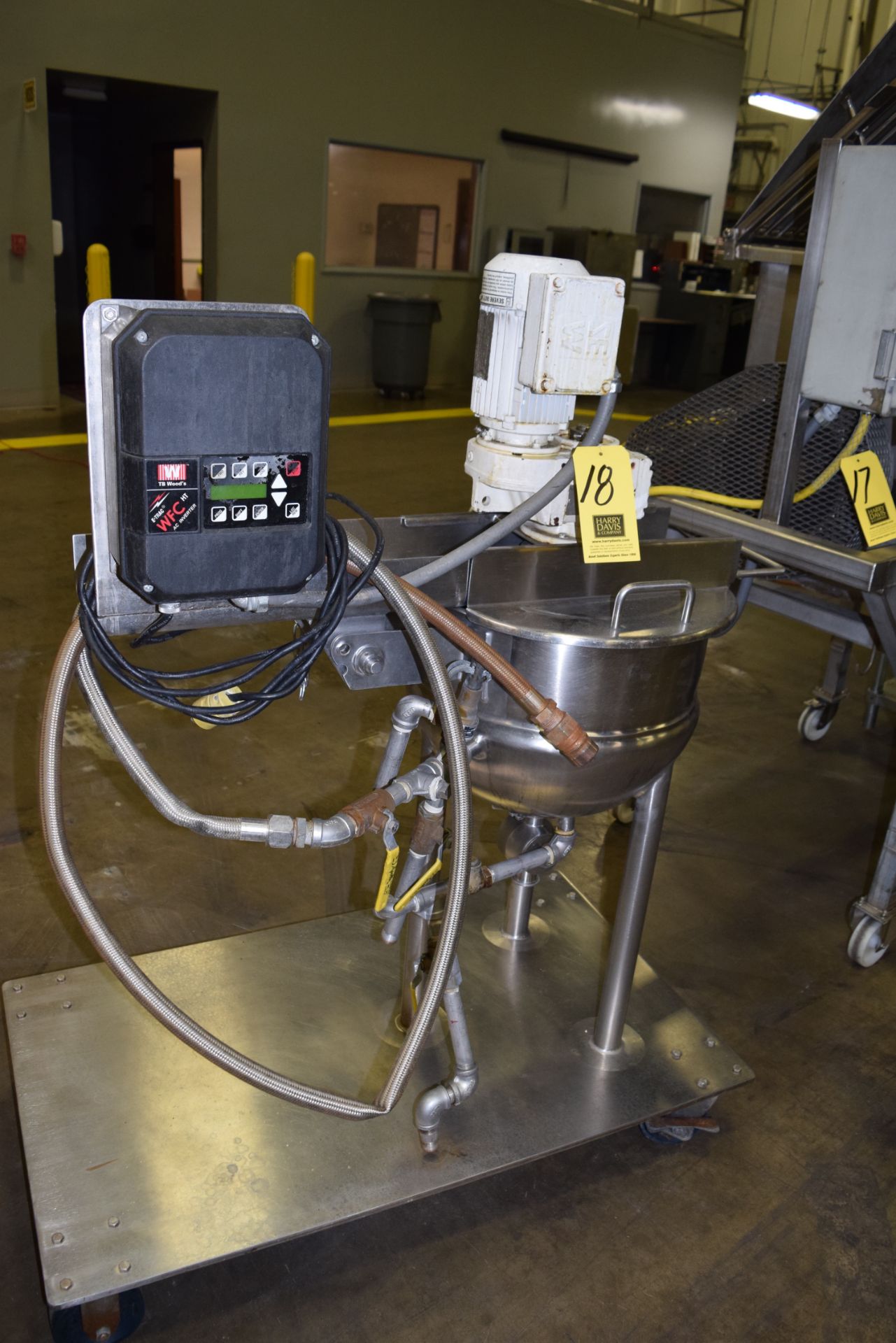 Lee 10 Gallon S/S Jacketed Kettle, Cart-Mounted, Model 10D7T, SN: 20229-2 with Scrape Surface