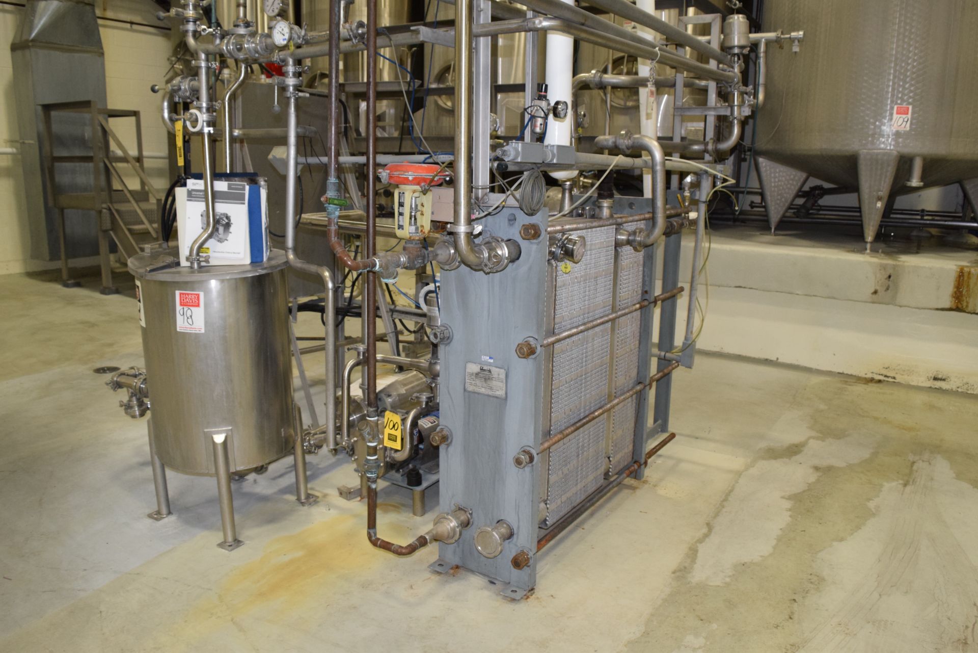 2,400 Liter, 634 GPH HTST System with Schmidt Plate Heat Exchanger, Holding Tube, Balance Tank,