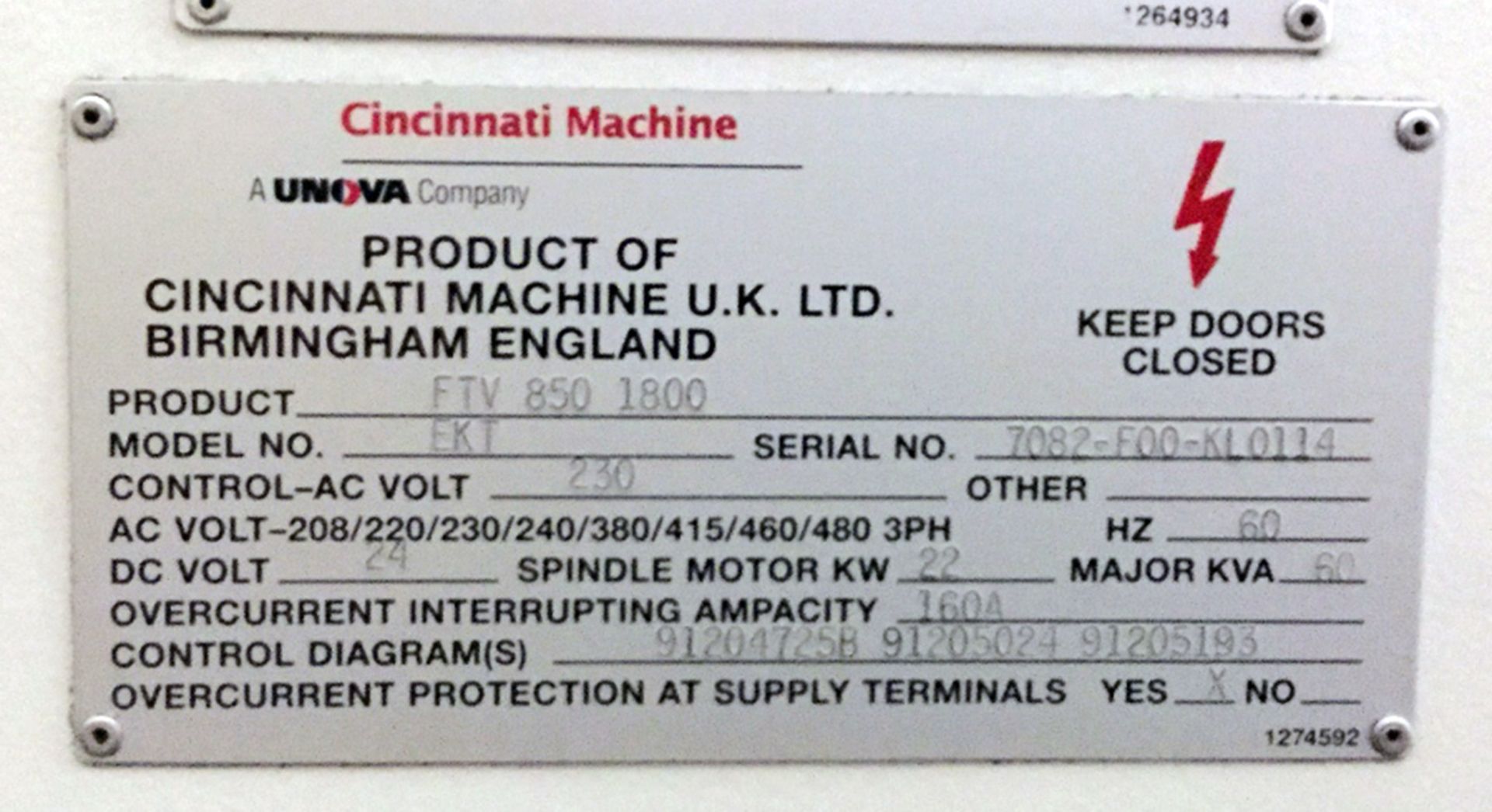 Cincinnati FTV 850/1800 CNC VMC - Image 10 of 11