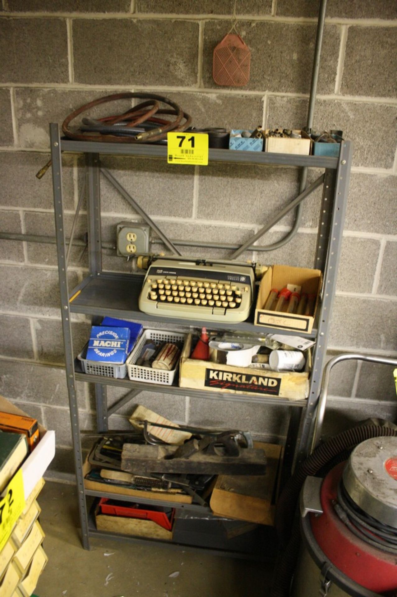 STEEL SHELVING UNIT WITH CONTENTS