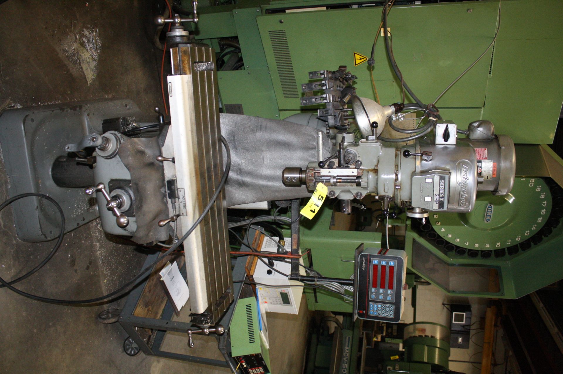 BRIDGEPORT 2 HP SERIES I VARIABLE SPEED RAM TYPE VERTICAL MILLS, S/N 12BR248543, 9" X 42â€ T-SLOT