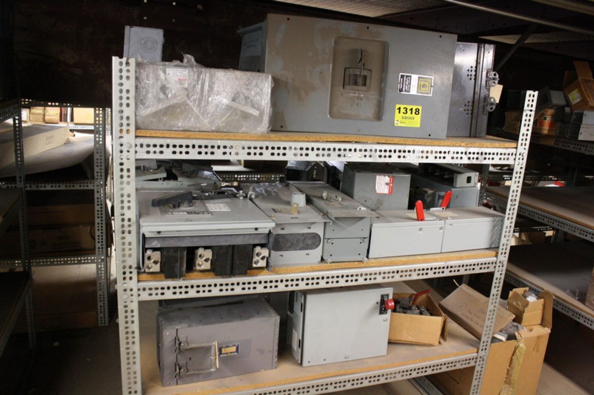 ASSORTED SWITCHES ON SHELVING UNIT