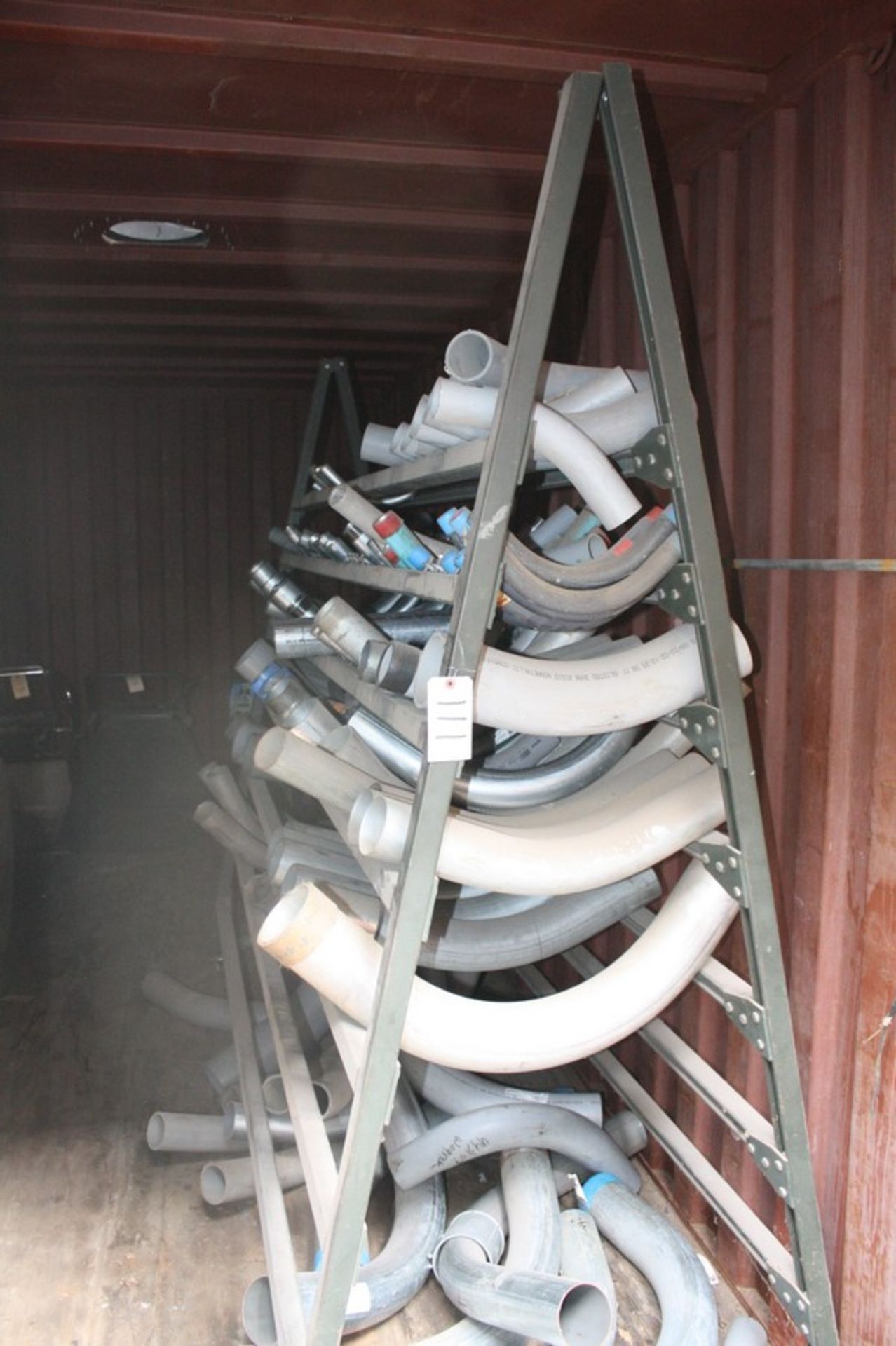 STEEL A-FRAME CART AND CONTENTS: ASSORTED GALVANIZED AND PVC ELBOWS