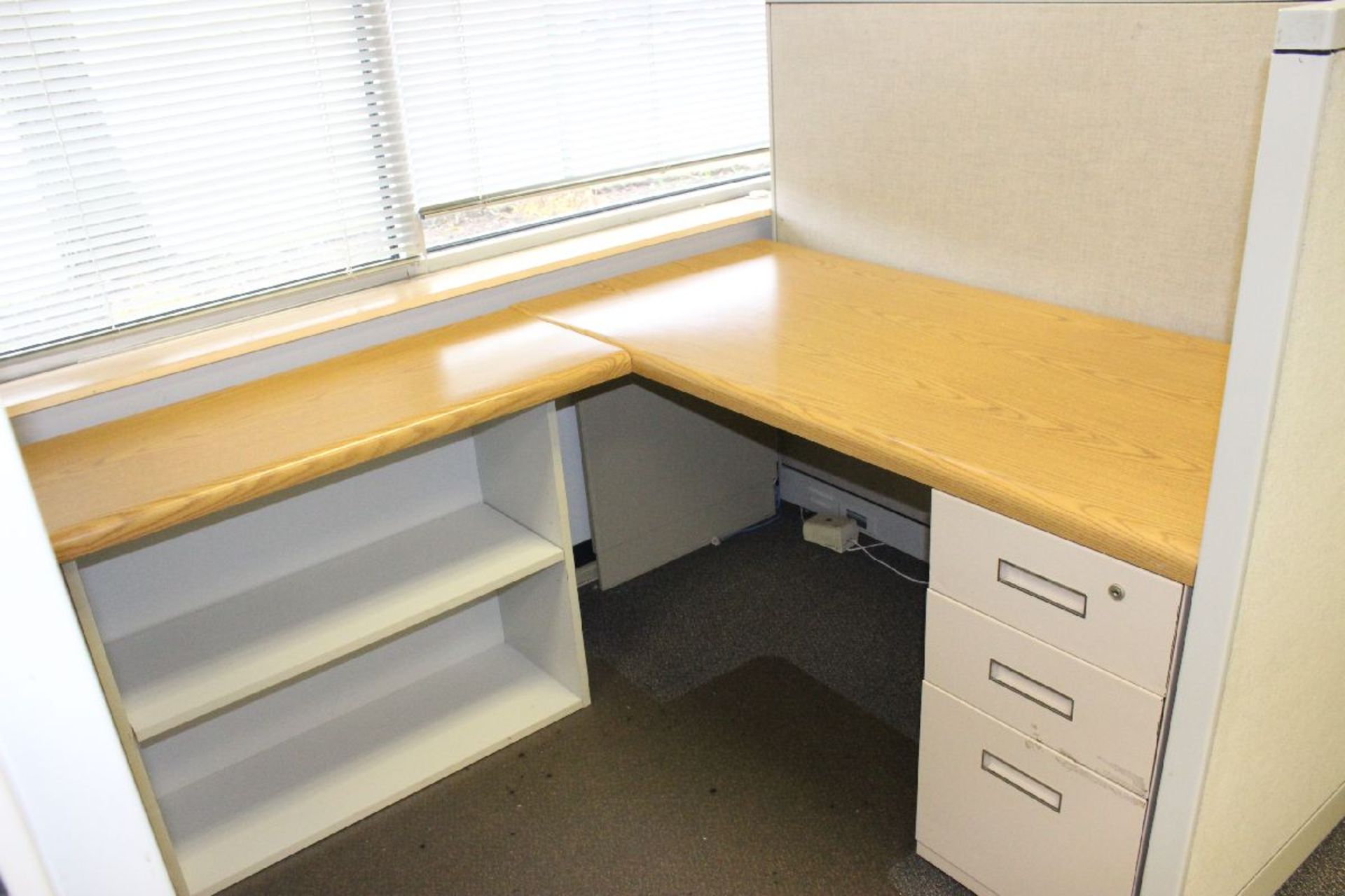 CUBICLE SECTION WITH STEEL FURNITURE-APPROX. AREA - 21' X 5' - Image 2 of 2