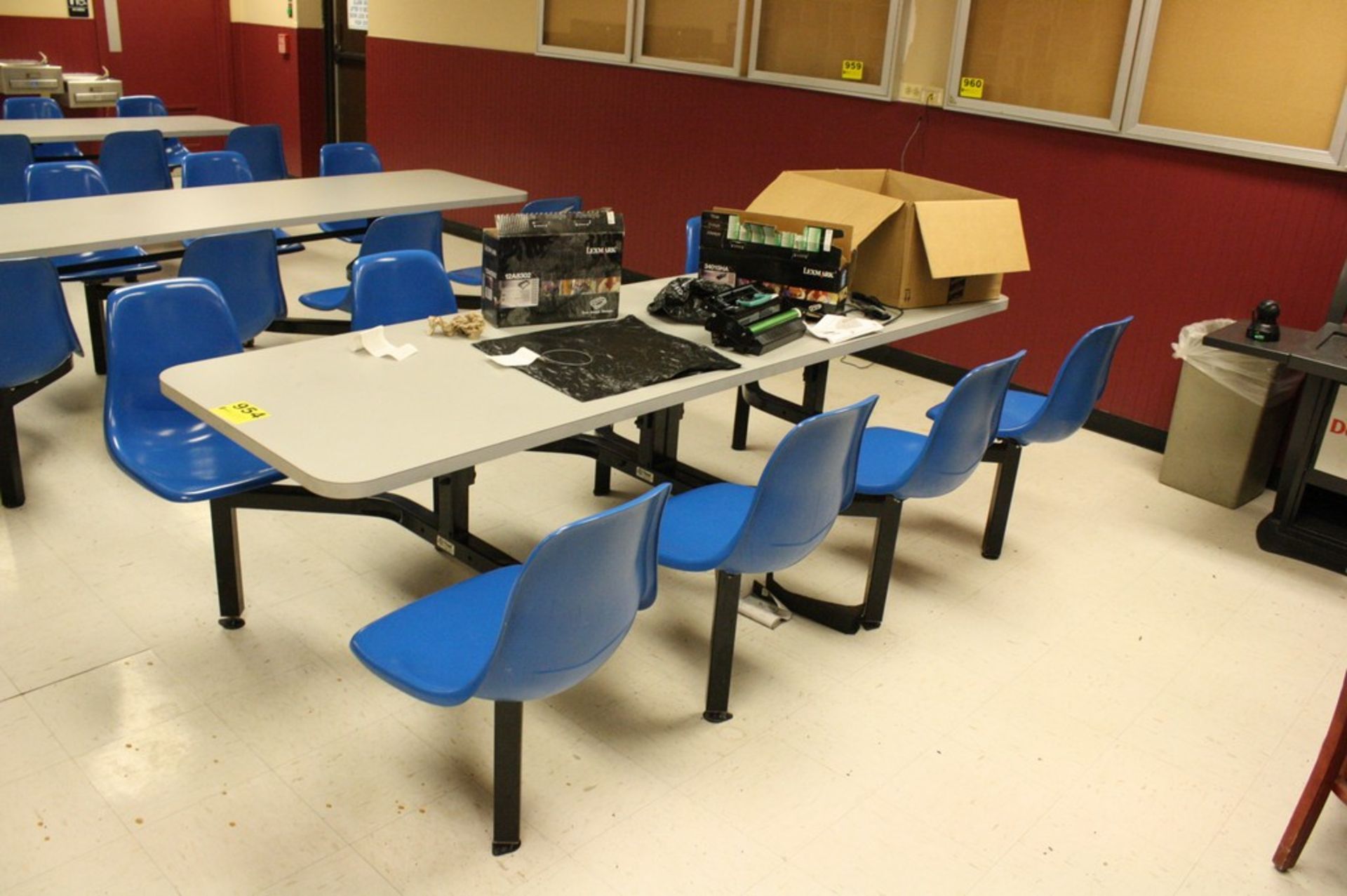 LUNCH TABLE WITH MODULAR SEATING FOR EIGHT-96" X 30"