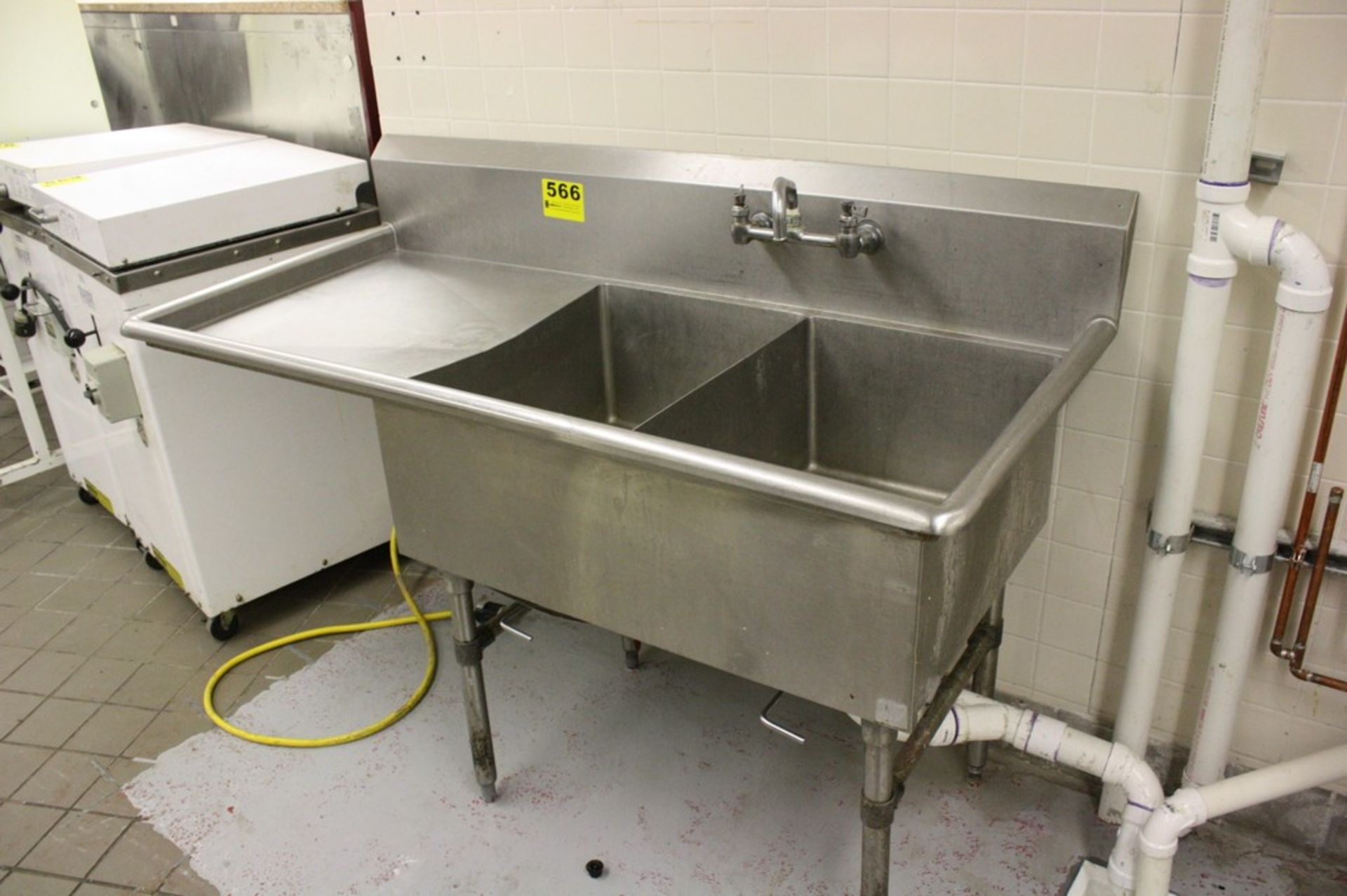 STAINLESS STEEL DOUBLE BOWL SINK-64" X 30" X 37"