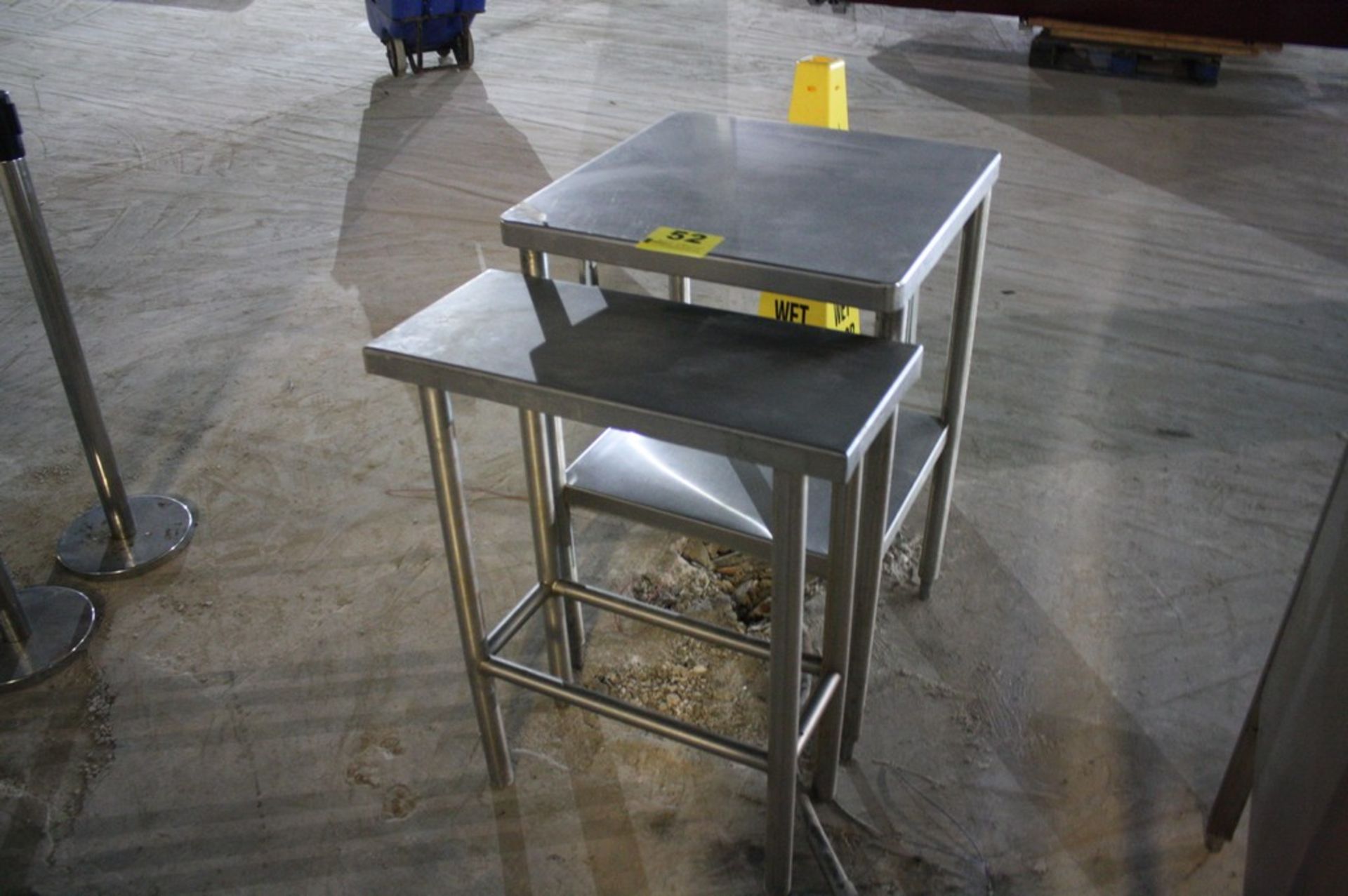 (2) ASSORTED STAINLESS STEEL TABLES
