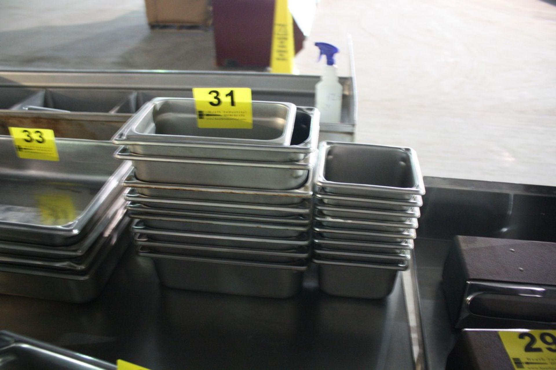(18) STAINLESS STEEL SERVING TRAYS