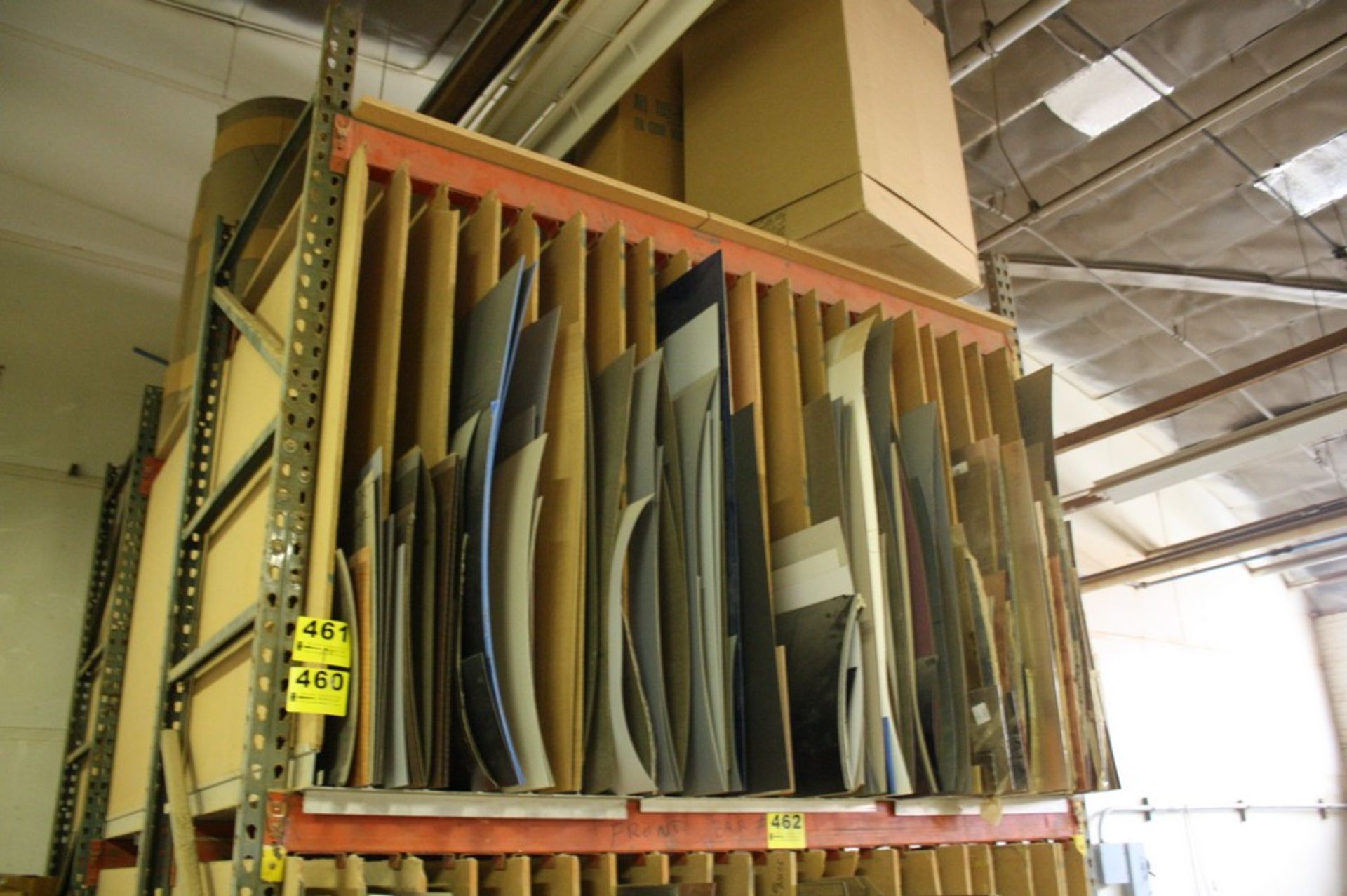 ASSORTED LAMINATE ON (1) SECTION OF PALLET RACK