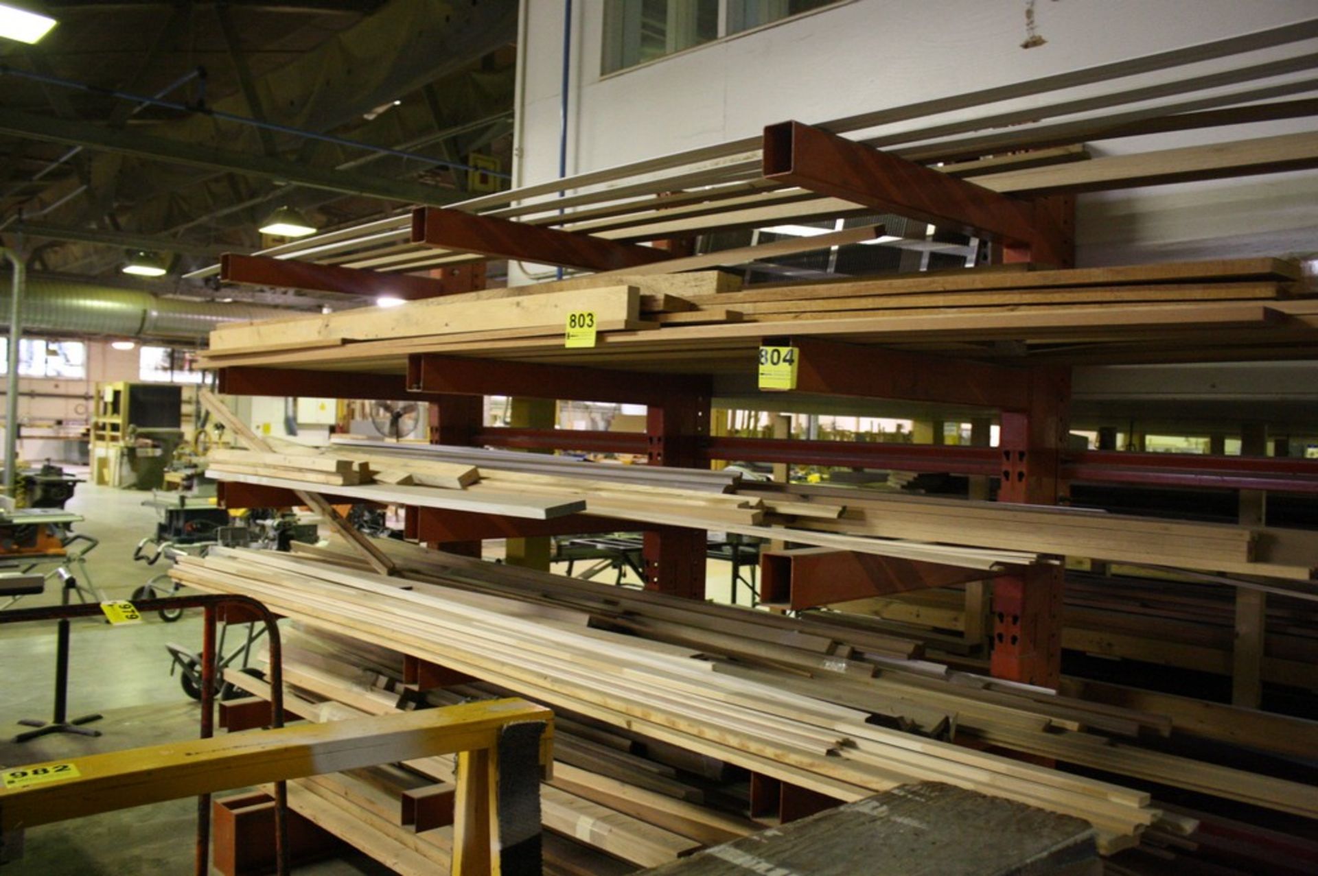 ASSORTED WOOD ON CANTILEVER RACK