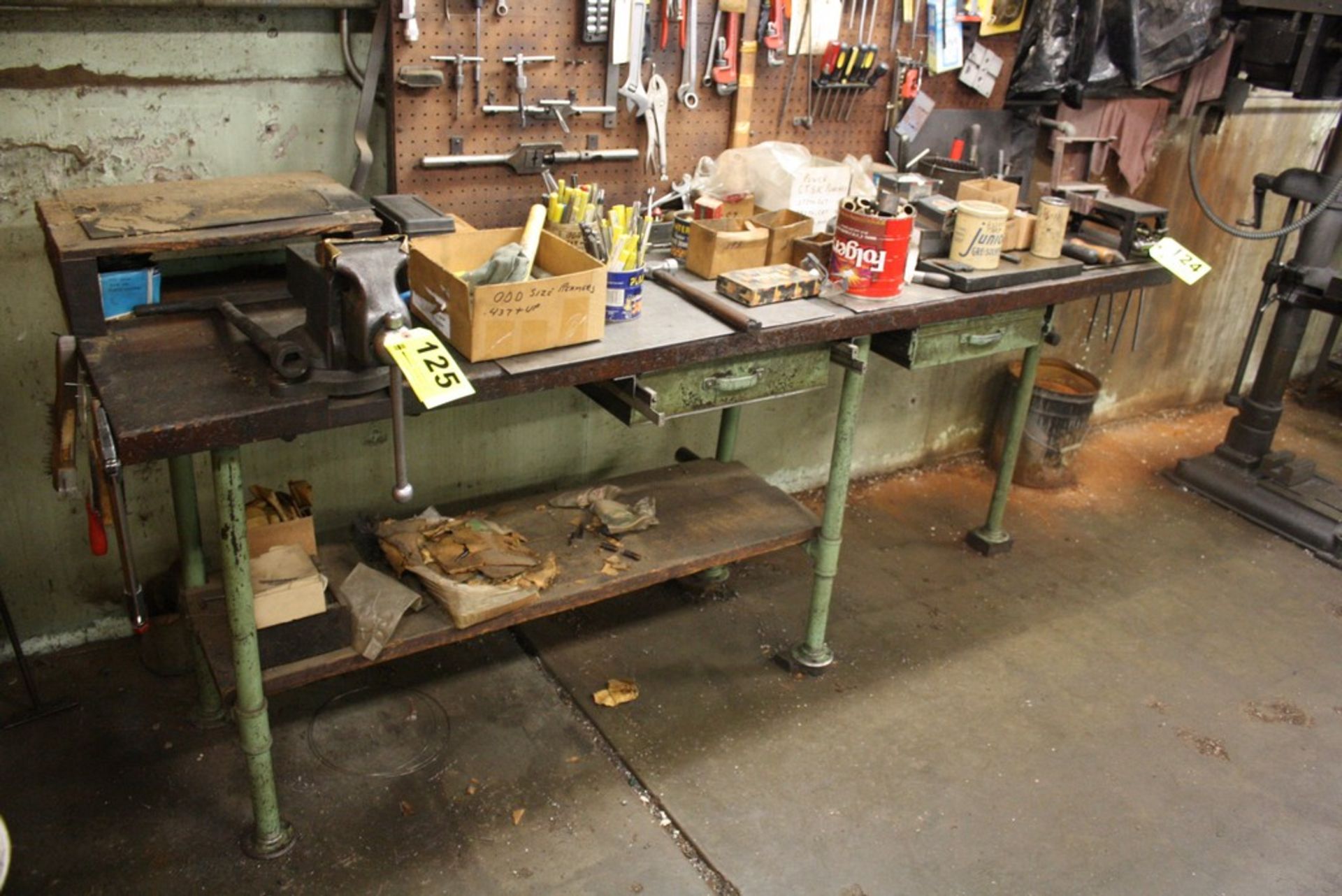 WOOD TOP STEEL LEG WORKBENCH WITH REED NO. 204B 4” C-CLAMP